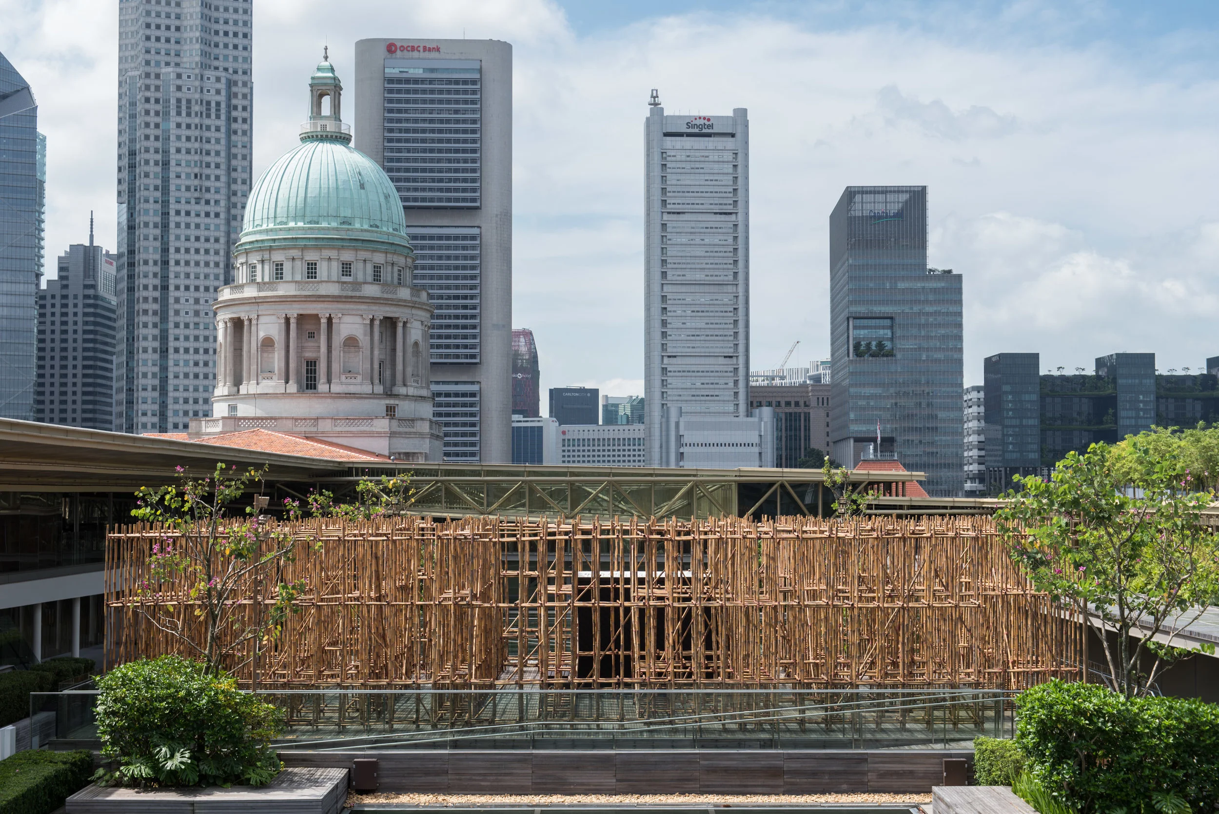 Rirkrit Tiravanija, untitled 2018 (the infinite dimensions of smallness) , 2018. Installation View, Ng Teng Fong Roof Garden Commission, National Gallery Singapore.