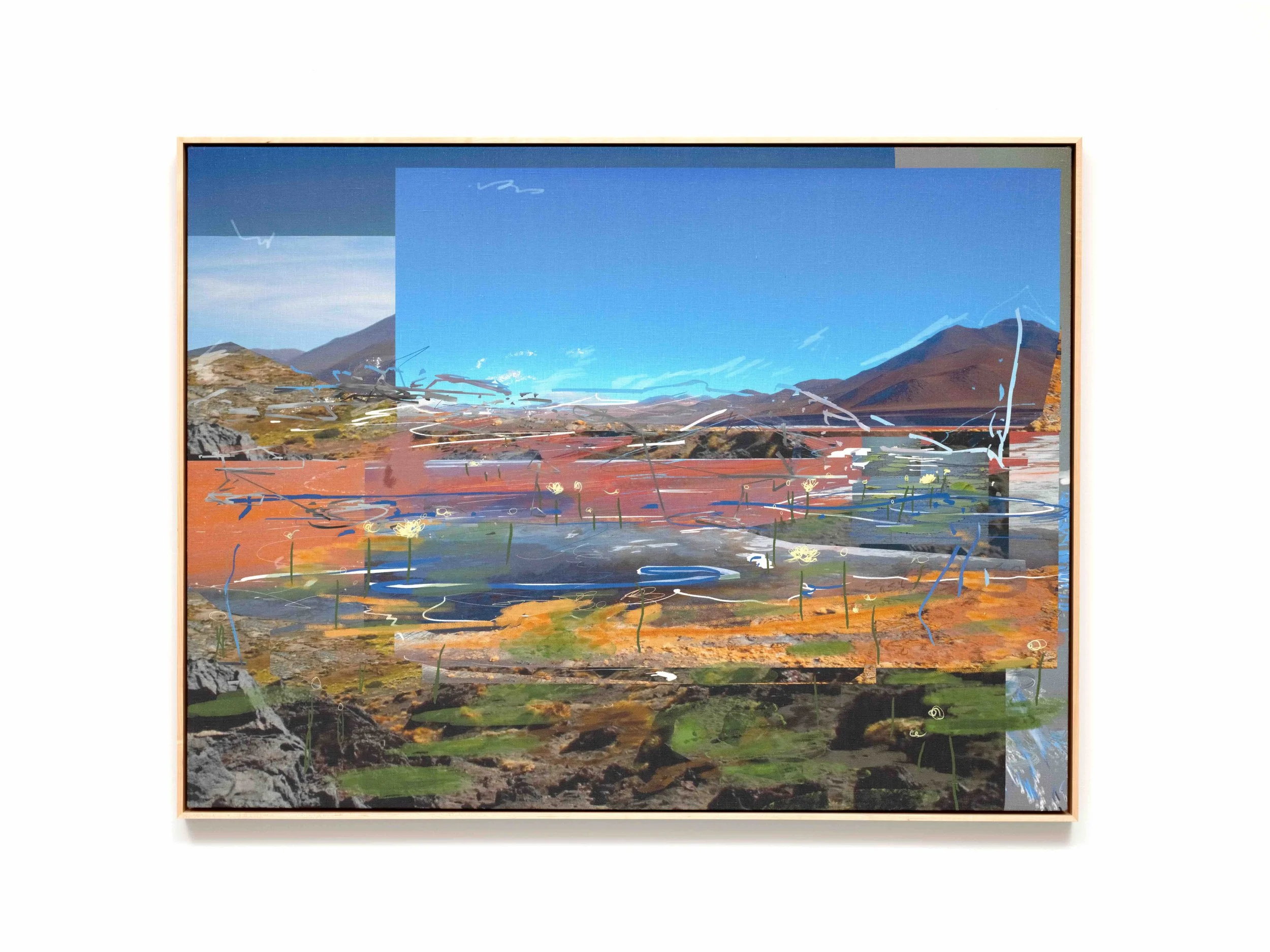 Petra Cortright geometry formulas_gleitschirmfliegen "GOLF III harlequin", 2020 Digital painting on Belgian linen 33 x 44 inches