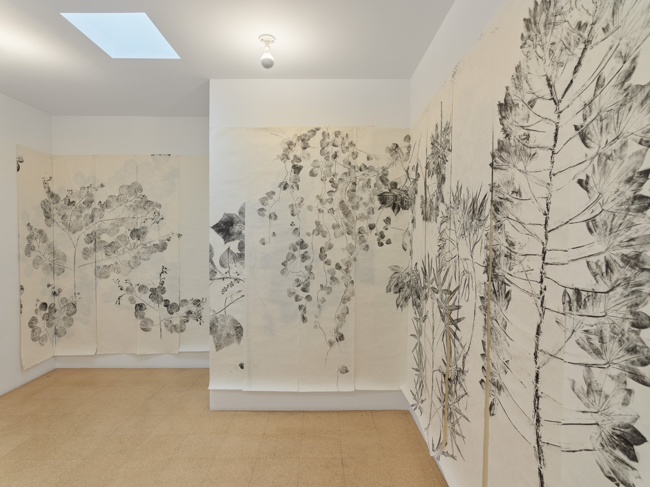  Simryn Gill,  Fall then , 2023, Ink rubbing on washi paper, 94.09 x 1732.28 inches, 239 x 4400 cm, Each Panel: 239 x 50cm. 