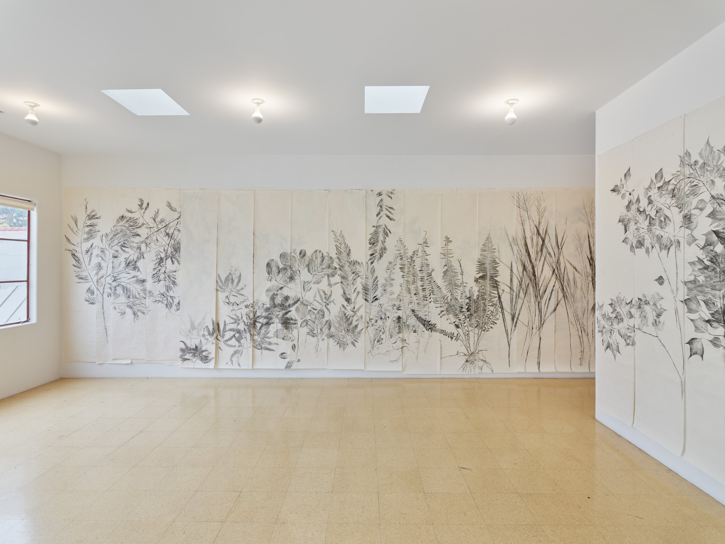  Simryn Gill,  Fall then , 2023, Ink rubbing on washi paper, 94.09 x 1732.28 inches, 239 x 4400 cm, Each Panel: 239 x 50cm. 