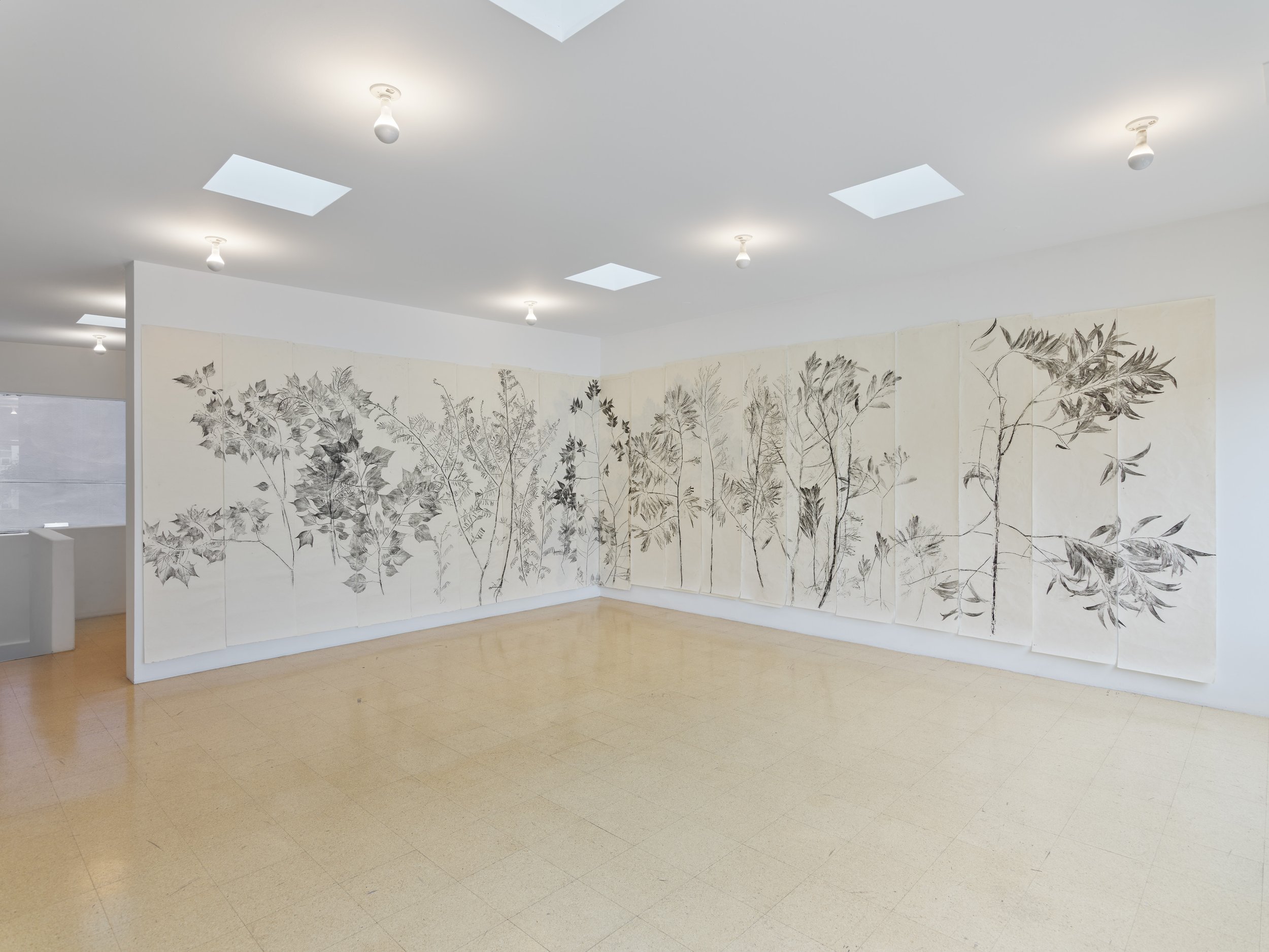  Simryn Gill,  Fall then , 2023, Ink rubbing on washi paper, 94.09 x 1732.28 inches, 239 x 4400 cm, Each Panel: 239 x 50cm. 