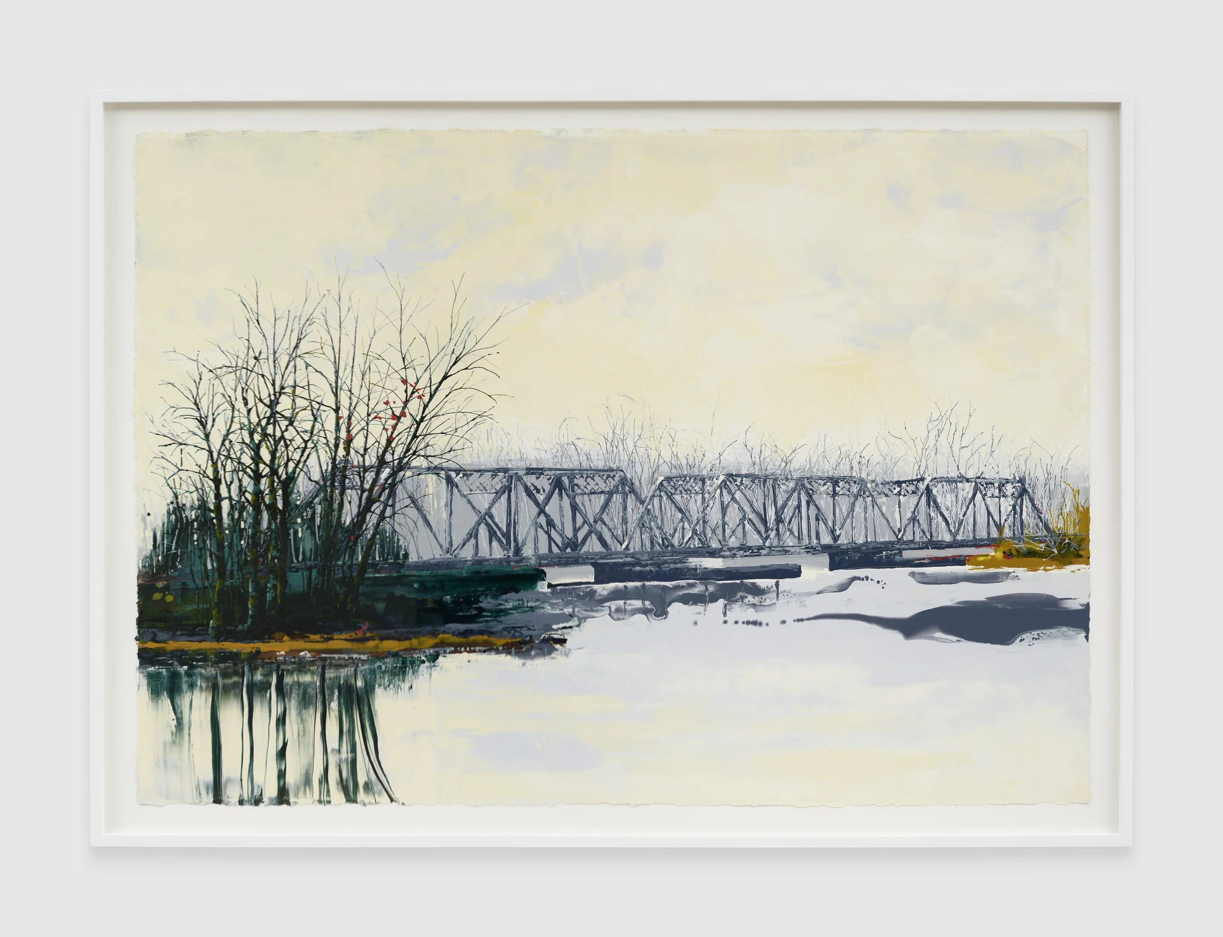 Kirsten Everberg, Hudson River (Stockport), 2024, Oil and enamel on Lana paper, Framed Dimensions: 46 x 64 inches (116.8 x 162.6 cm)