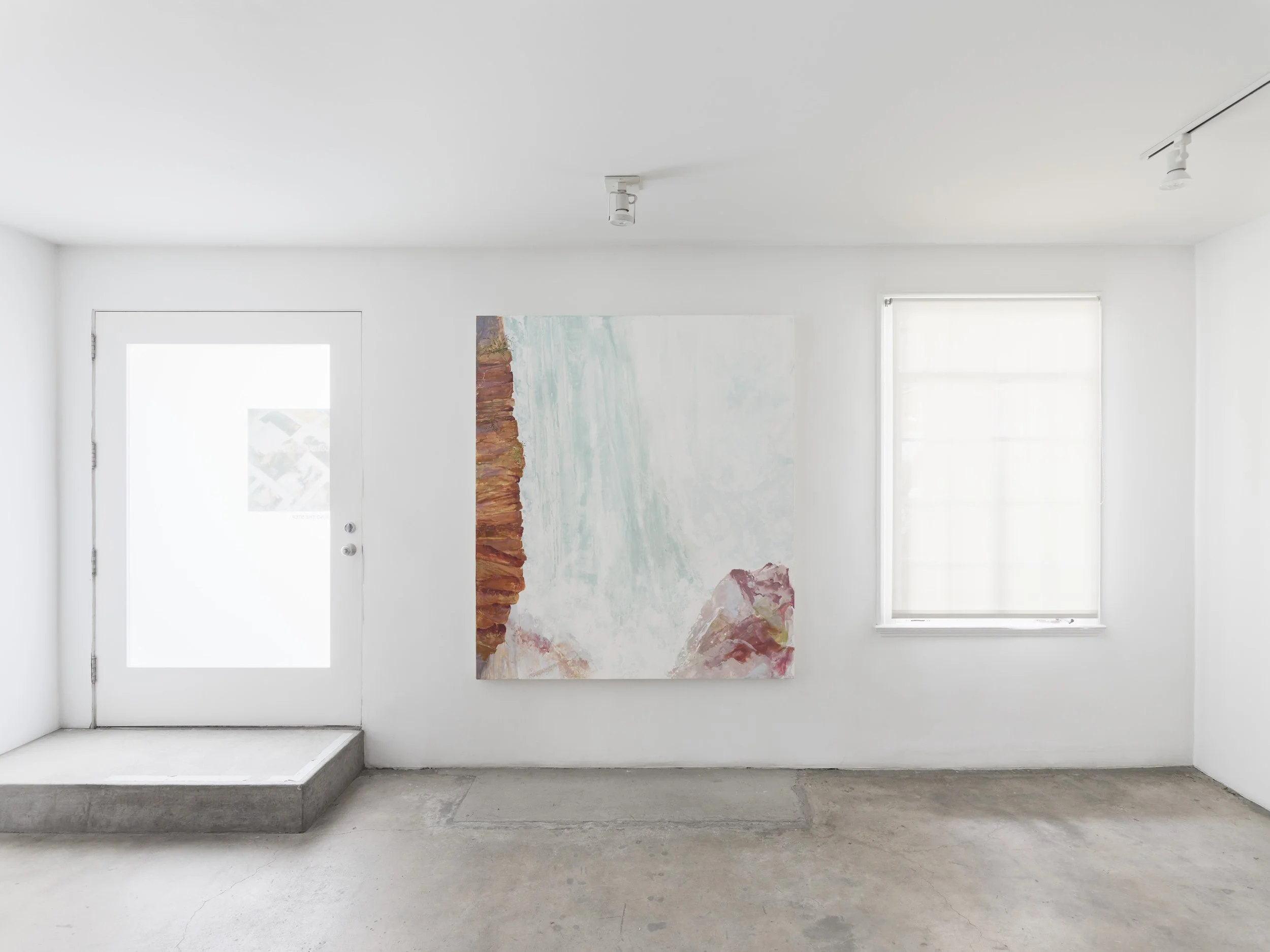 Kirsten Everberg, Falls (American Side), 2024, Oil and enamel on canvas over wood panel, 72 x 60 inches (182.9 x 152.4 cm). Installation view: 1301PE, Los Angeles