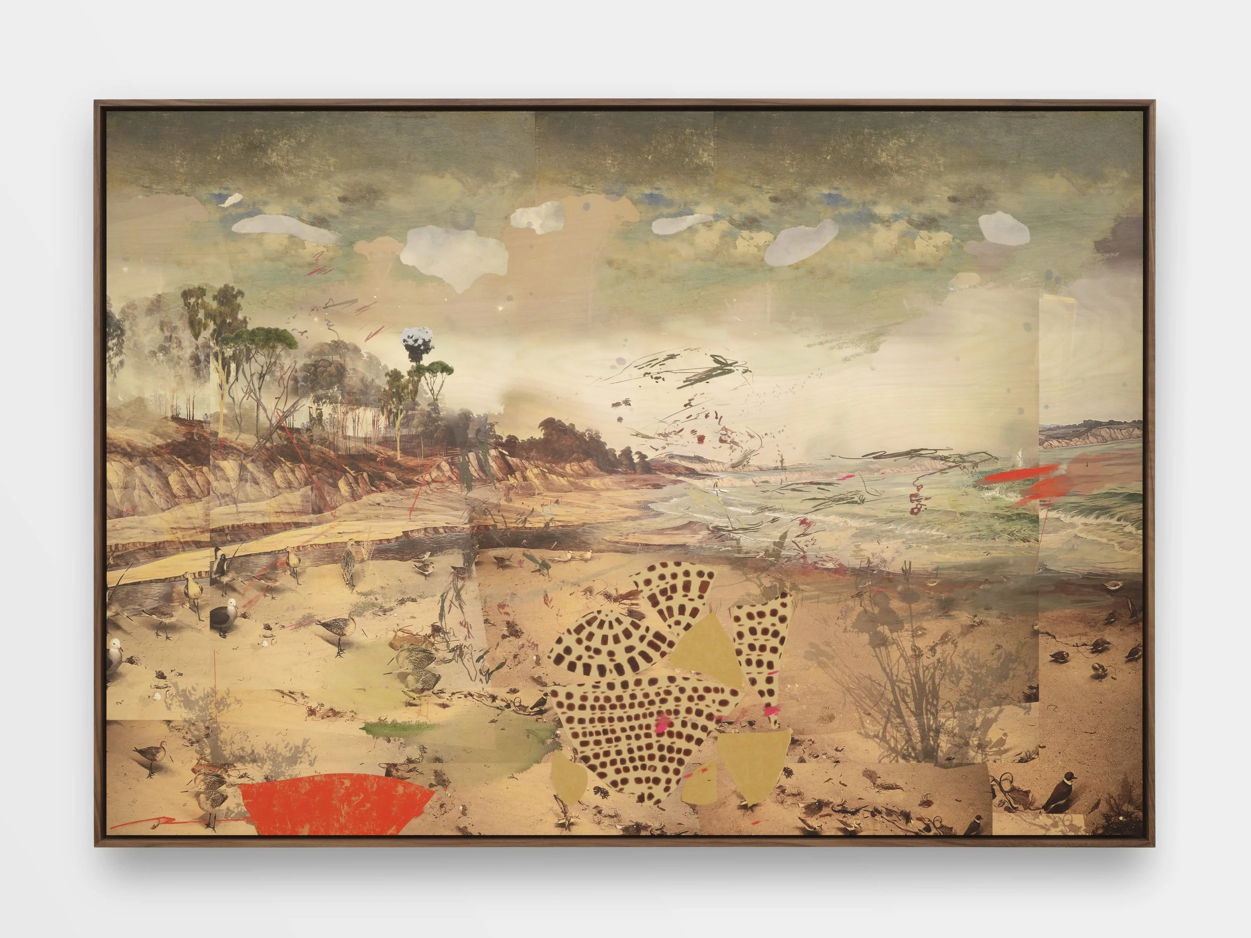 Petra Cortright, dreamwave_loop "mirrorpacket" pastelghost.exe velvet_trace, 2025, Digital painting on Birch wood panel; 42.75 x 59 x 2 inches (108.6 x 149.9 x 5.1 cm)