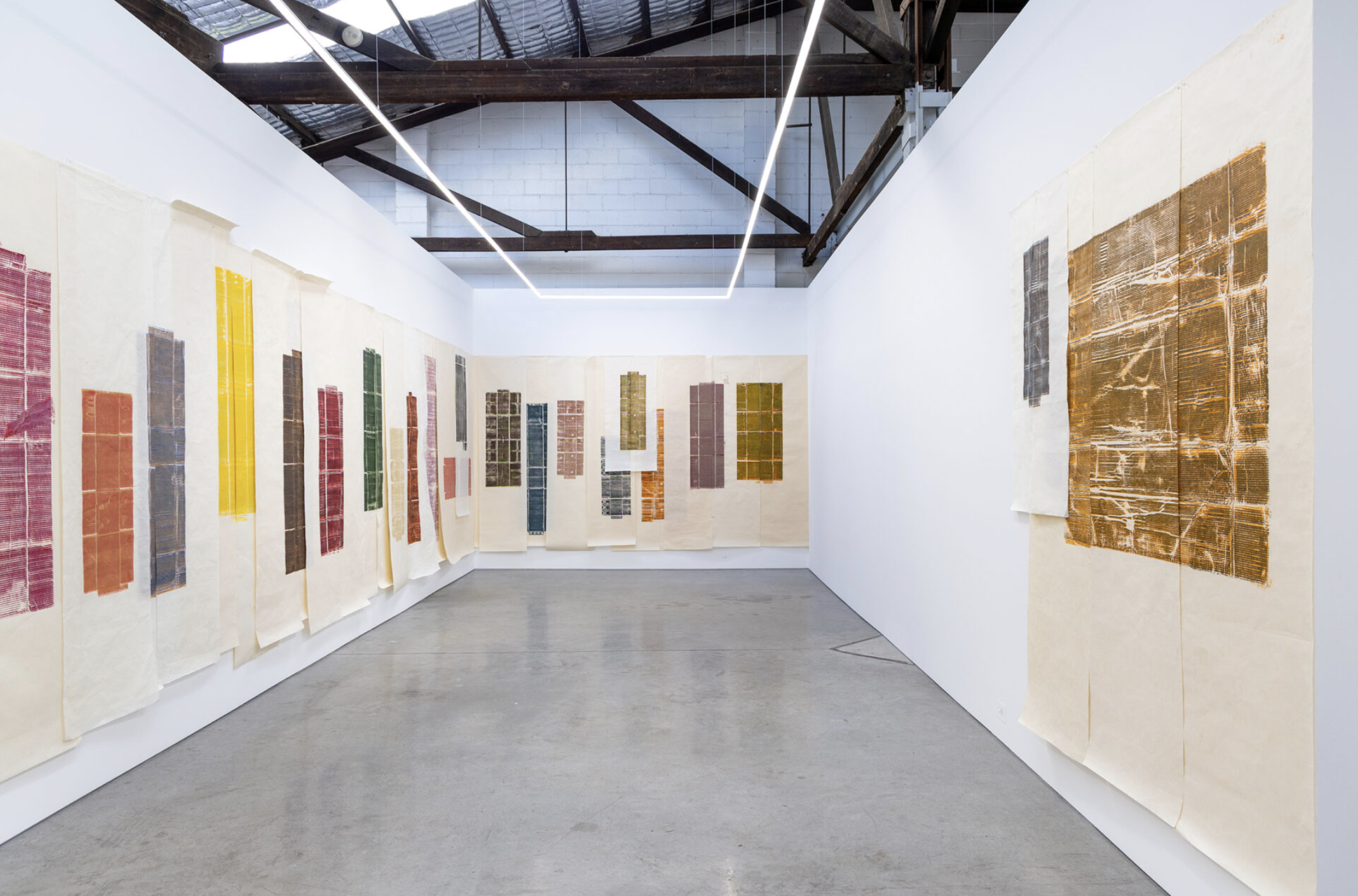 Stolon Press, Strainers (2025); Etching ink on various Japanese papers; Dimensions variable 