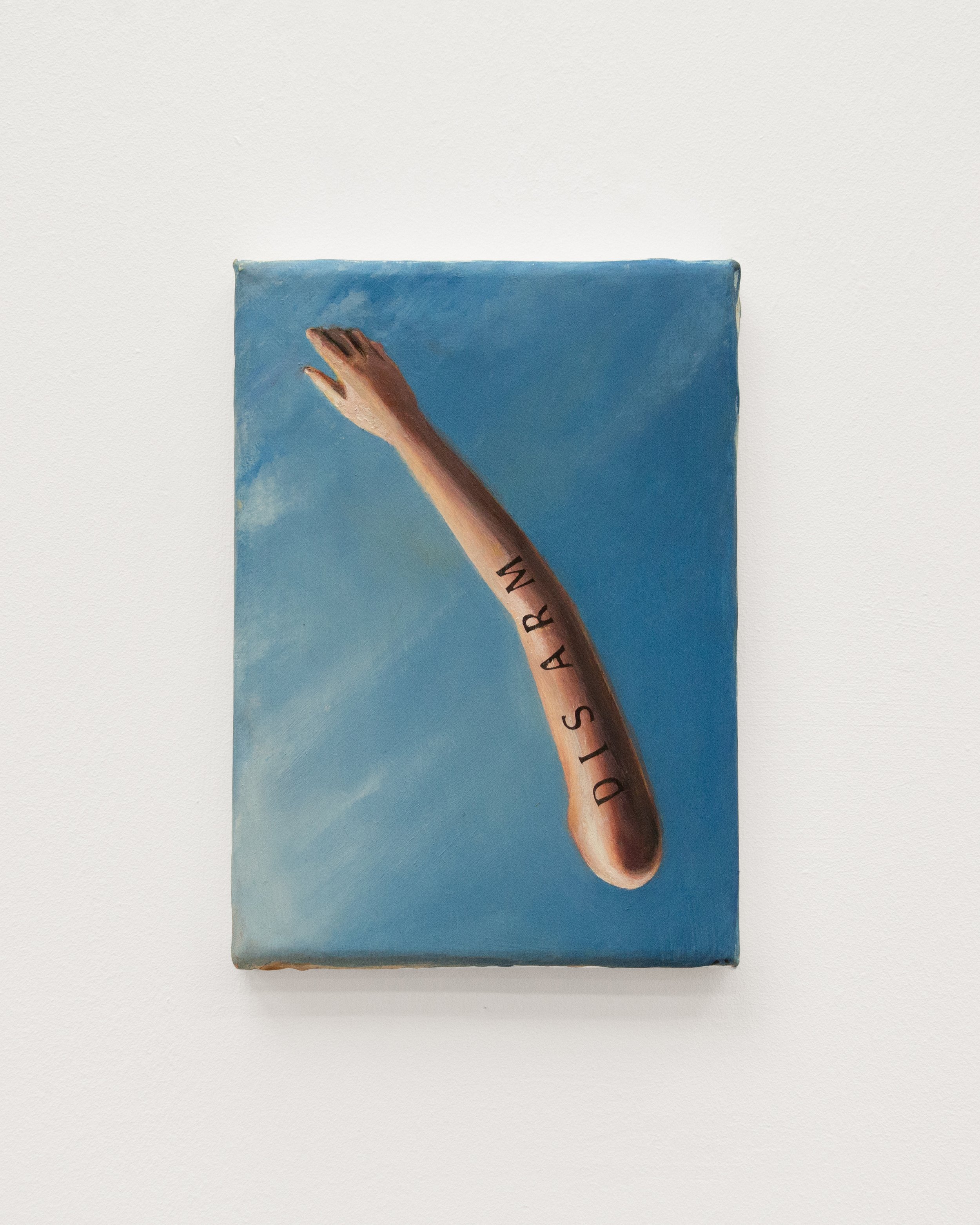 Fiona Banner, 𝗗𝗶𝘀𝙖𝙧𝙢 (2025); oil on canvas; 7 x 5 inches; 17.5 x 12.5 cm