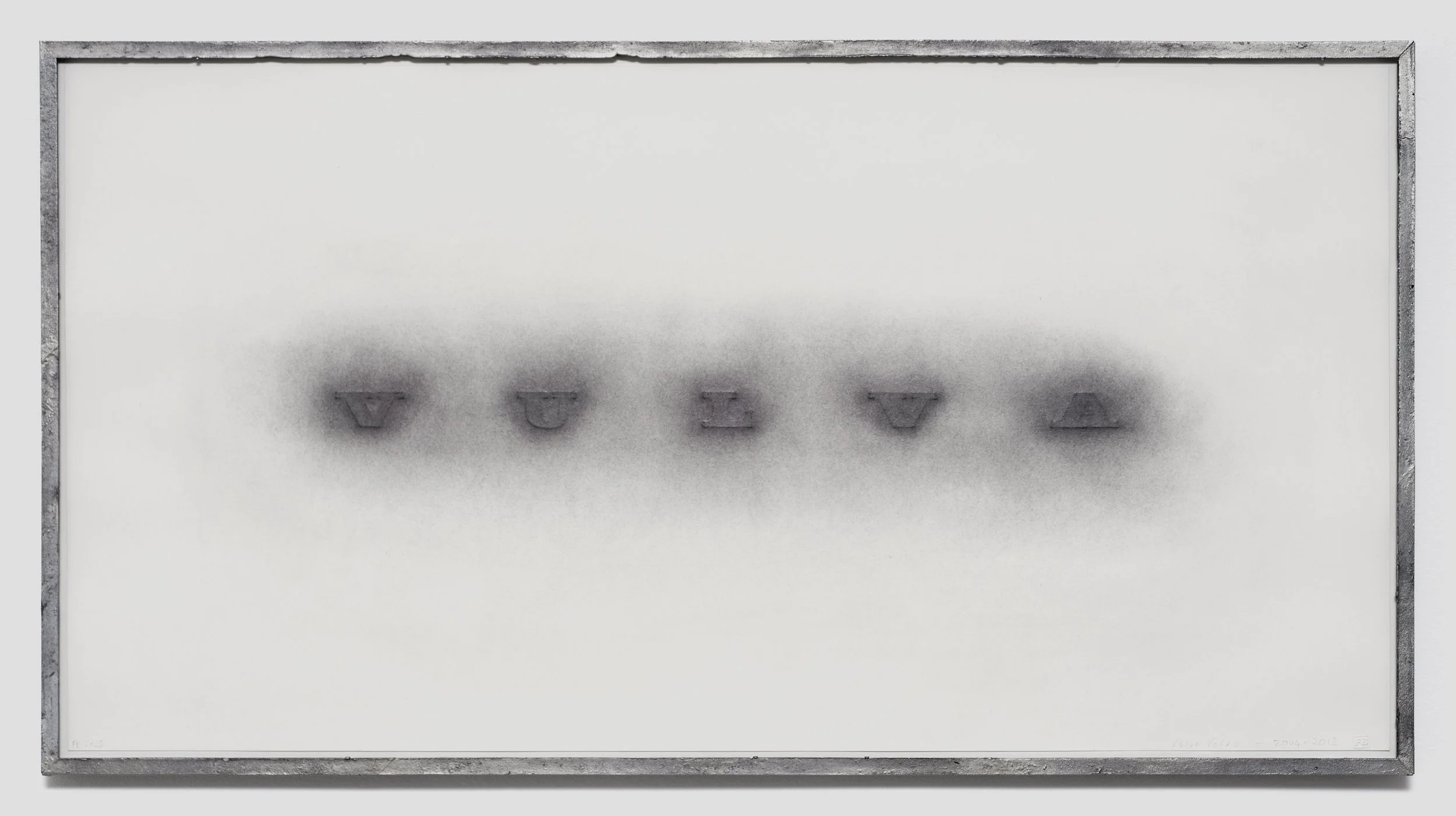 Fiona Banner, Vulva Volvo (2004-2012) (2025); Graphite on paper, glass, aluminium from Tornado ZE728; 16.75 x 31.5 inches; 42.5 x 80 cm