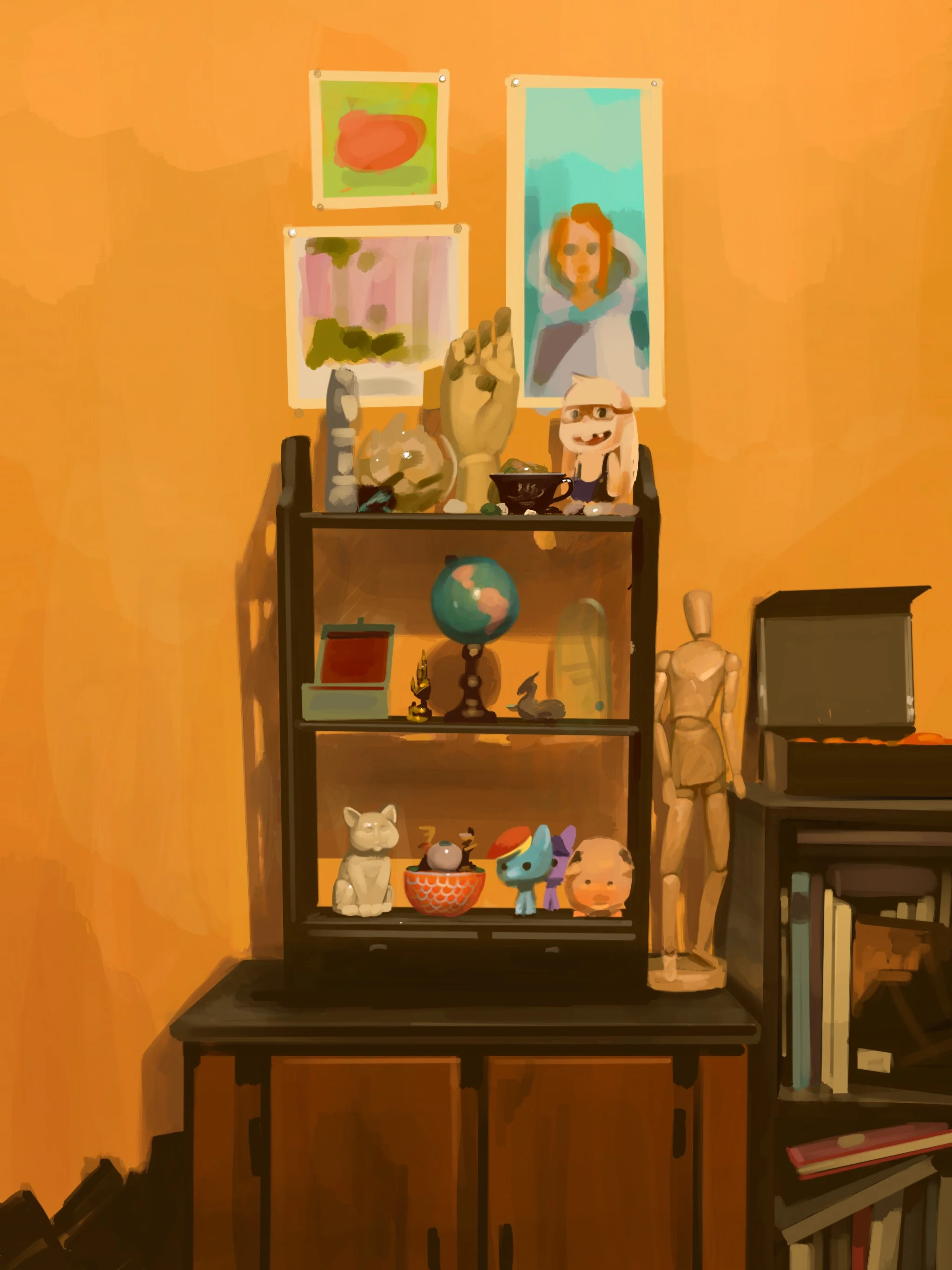 iPad painting of a shelf in my bedroom.