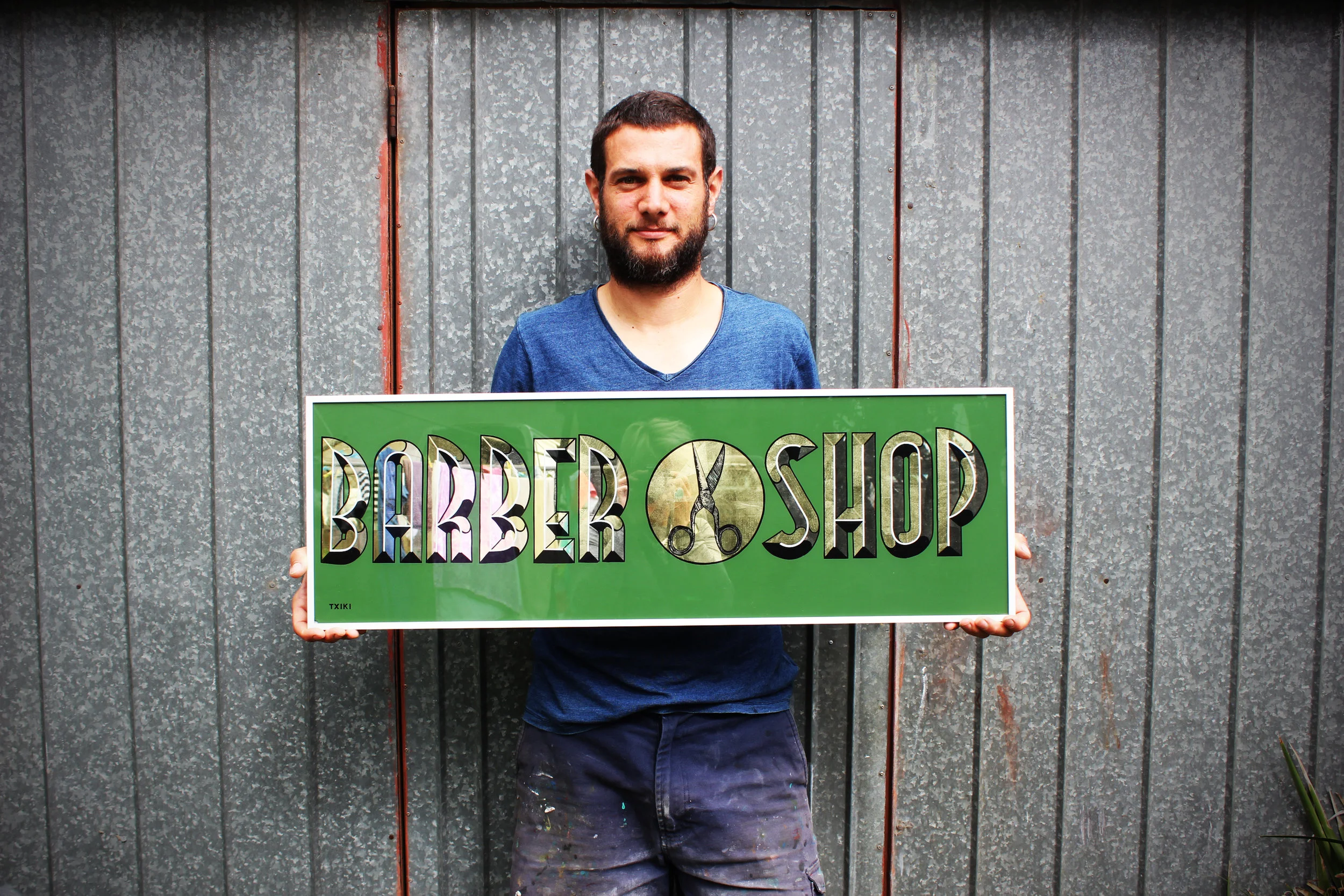 The everyday dude - Txiki - Melbourne artist - Sign painting - barber shop - gold sign