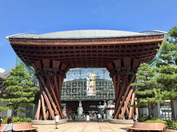 Gate leading to the train station in Kanazawa, Japan