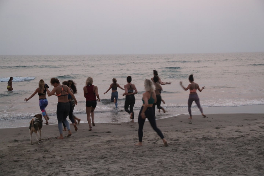 Post sweat-lodge beach swims