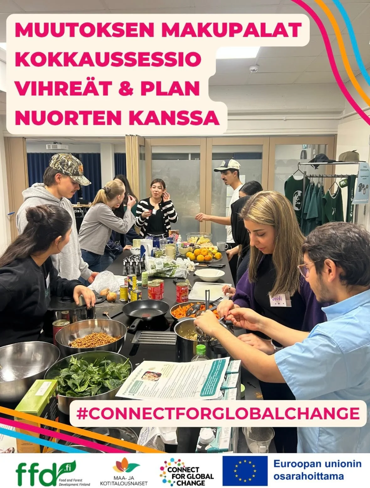 🍽️ Muutoksen makupalat -kokkaussessio x Vihre&auml;t Nuoret x Planin Nuoret 💚
&nbsp;
Viime perjantaina 24.10. kokkailtiin taas Muutoksen makupalat -resepteill&auml;. T&auml;ll&auml; kertaa lautaselle p&auml;&auml;tyi vastuullisia valintoja ja makuj