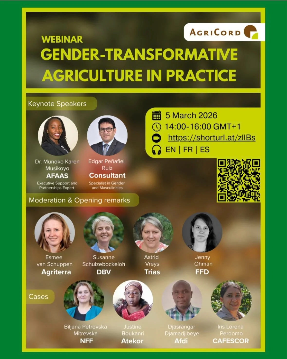 Tervetuloa mukaan webinaariin &rdquo;From Vision to Action: Gender Transformative Agriculture in Practice&rdquo; 5.3.2026 klo 15.00&ndash;17.00.

Olemme osana AgriCordin Gender Working Group -ty&ouml;ryhm&auml;&auml; ollut mukana laatimassa Gender Vi