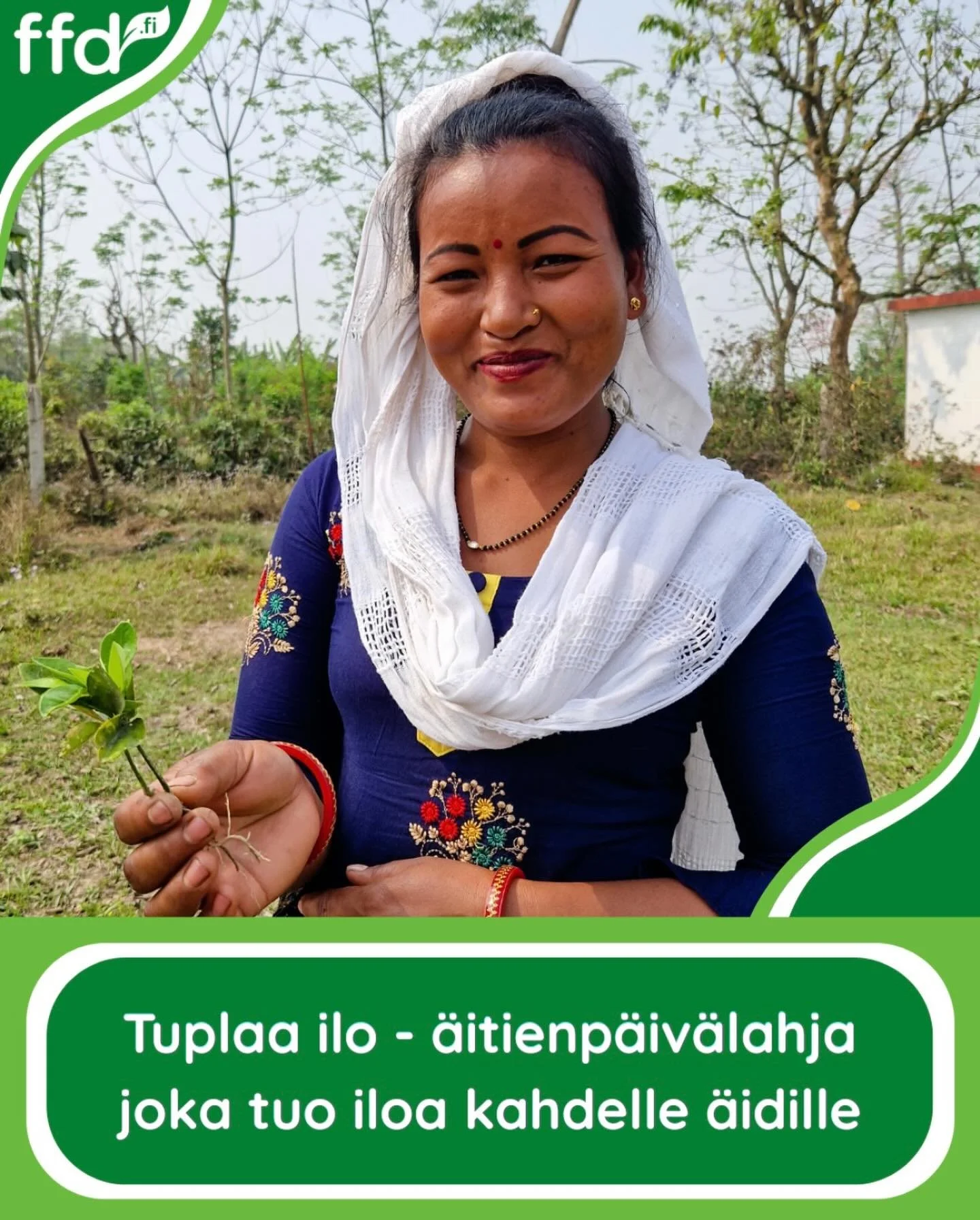 &Auml;itienp&auml;iv&auml; l&auml;hestyy! 

Ilahduta &auml;iti&auml;si aineettomalla lahjalla, joka tekee hyv&auml;&auml; my&ouml;s toisaalla😄

FFD:n lahja tukee &auml;iti&auml; ja perhett&auml; k&ouml;yhyydess&auml; el&auml;v&auml;ss&auml; maanvilj