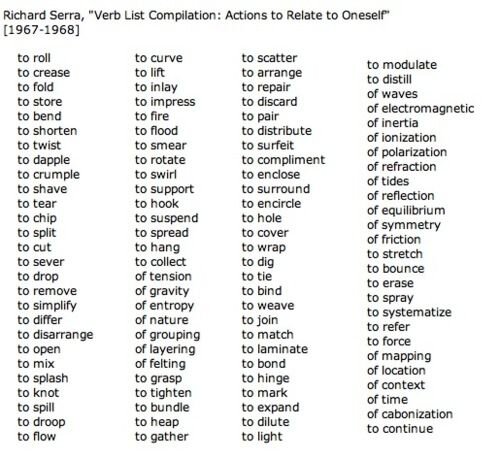 Richard Serra- verb list 1967-8