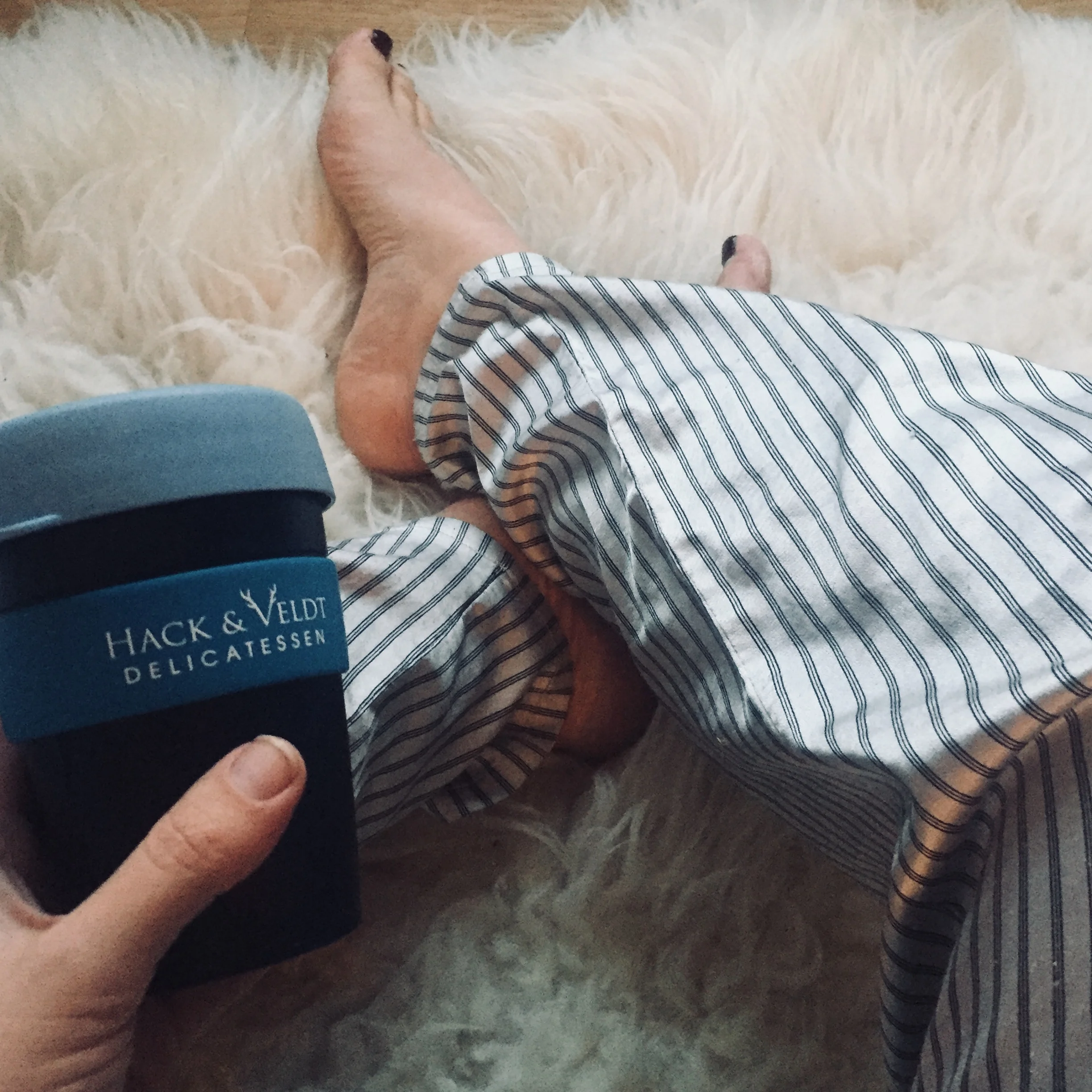 Cosy: Caffeine and stripes on a lazy Sunday morning