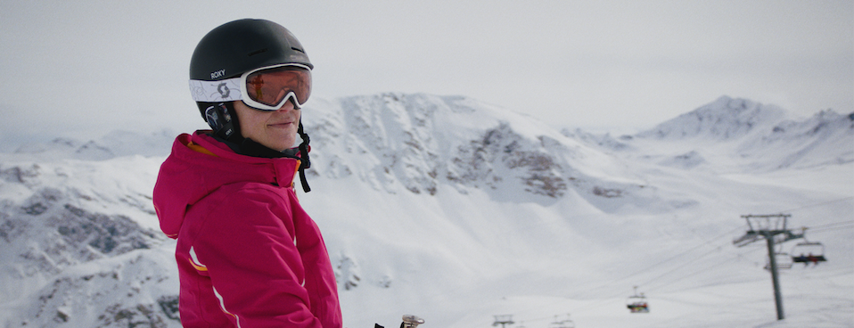 Carly taking in the views 3000 metres up