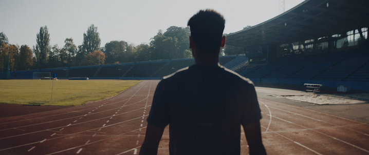 Ben Matsuka-Williams with the 15,000 capacity Crystal Palace track all to himself.