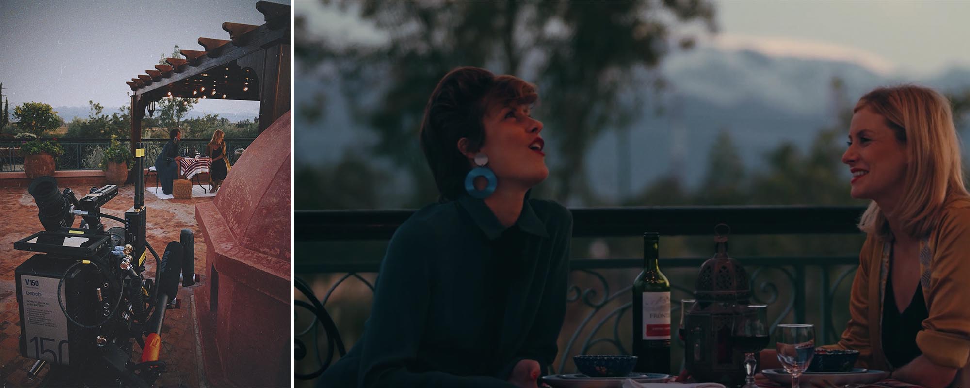 Behind the shot: Sella’s dinner against the picture-perfect background of the Atlas Mountains