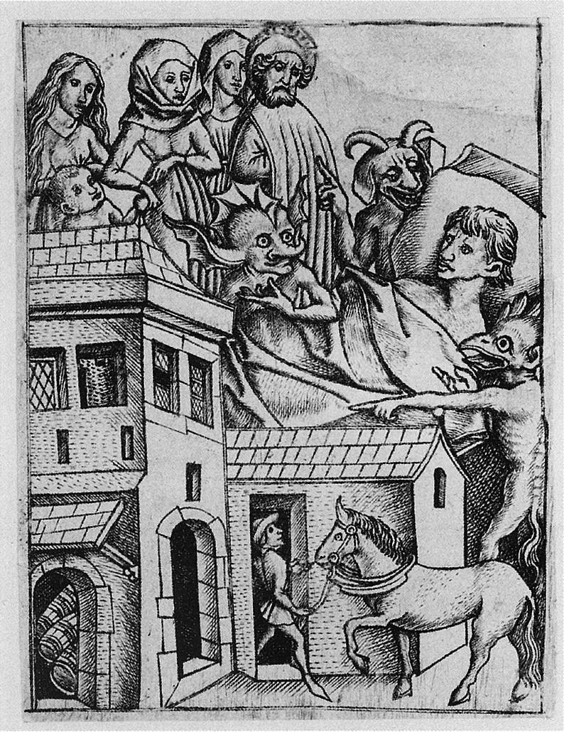 An example of the woodcuttings that became associated with the Ars Moriendi.