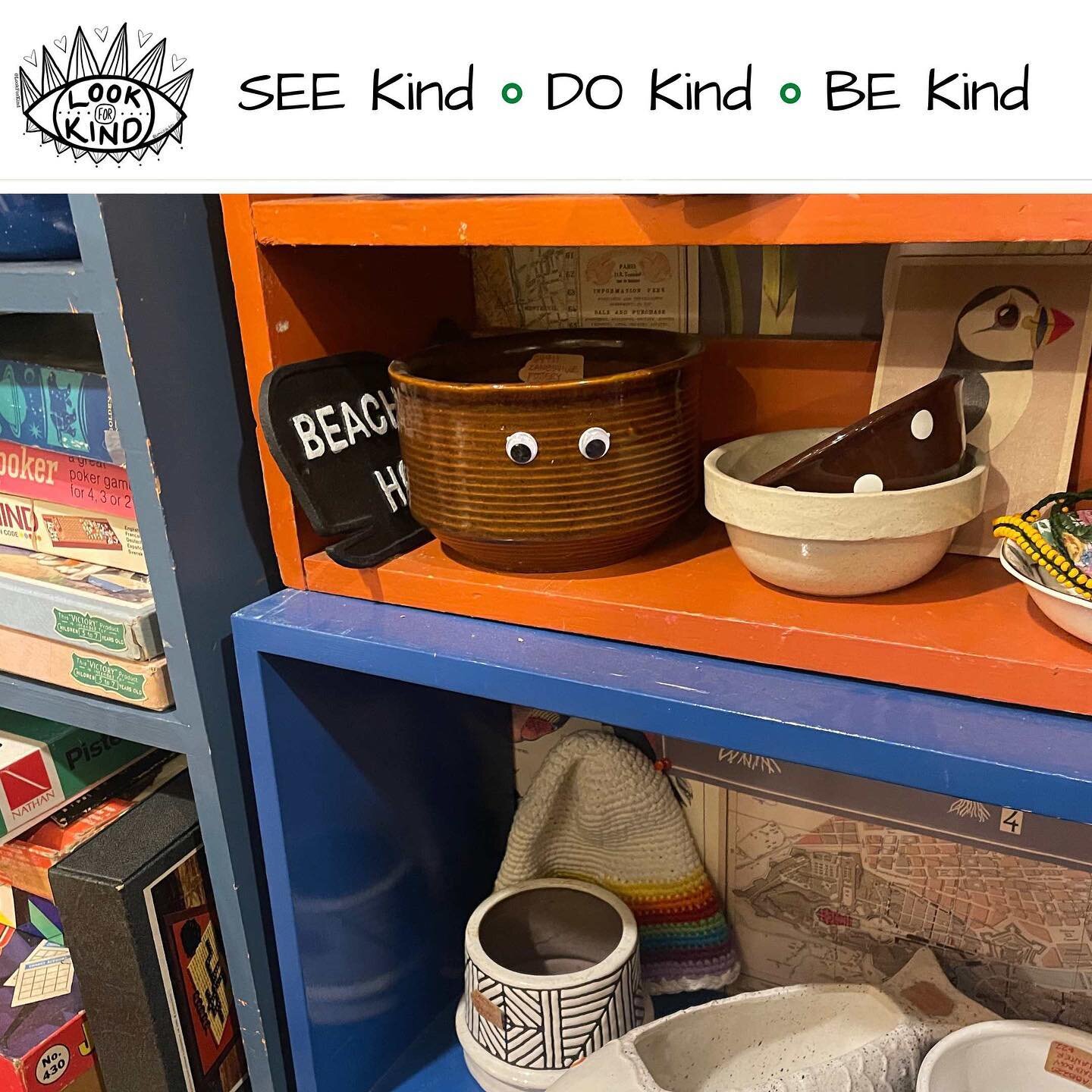 Stopped into one of my favorite places @gather_and_collect and what do I see&hellip;these eyes looking at me. 
***
SEE Kind. DO Kind. BE Kind.
****
#lookforkind 
#mentalheathmatters
#suicideprevention
#suicidehotline
#988