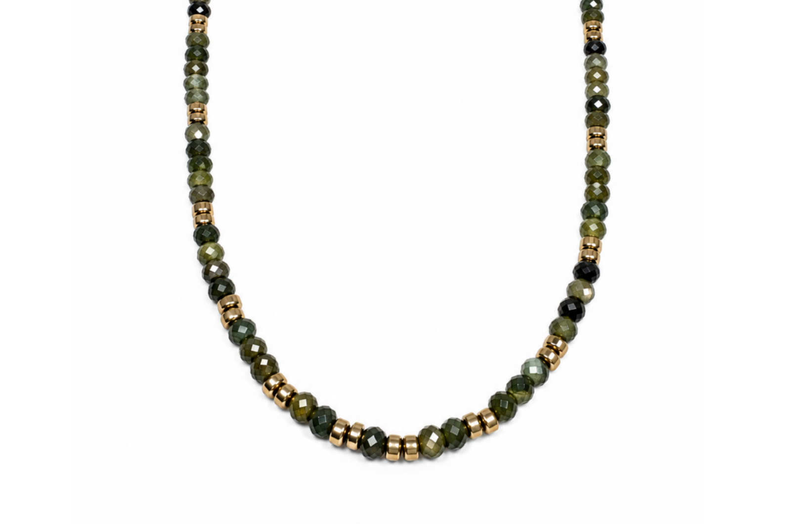 MINI BEADED GREEN TOURMALINE & PYRITE NECKLACE