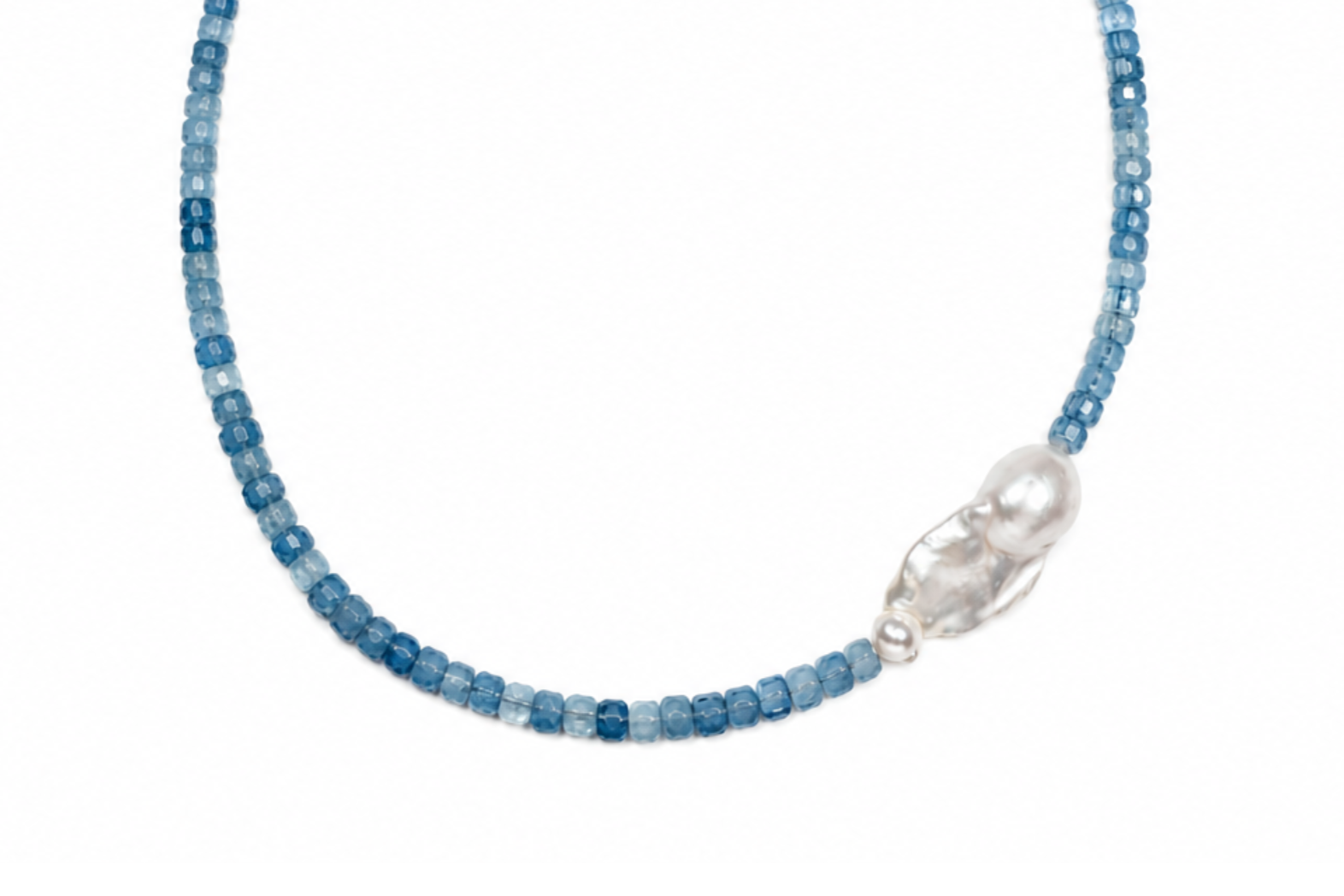 MINI BEADED: SANTA MARIA AQUAMARINE & BAROQUE PEARL NECKLACE