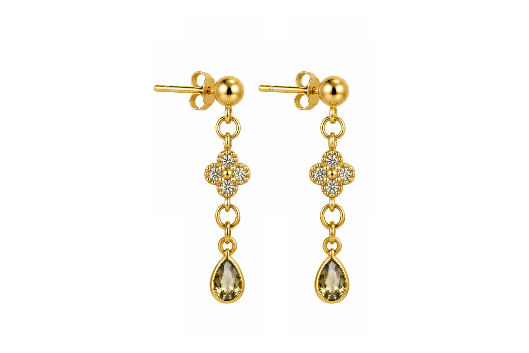 POST: PAVE CLOVER DROP EARRINGS