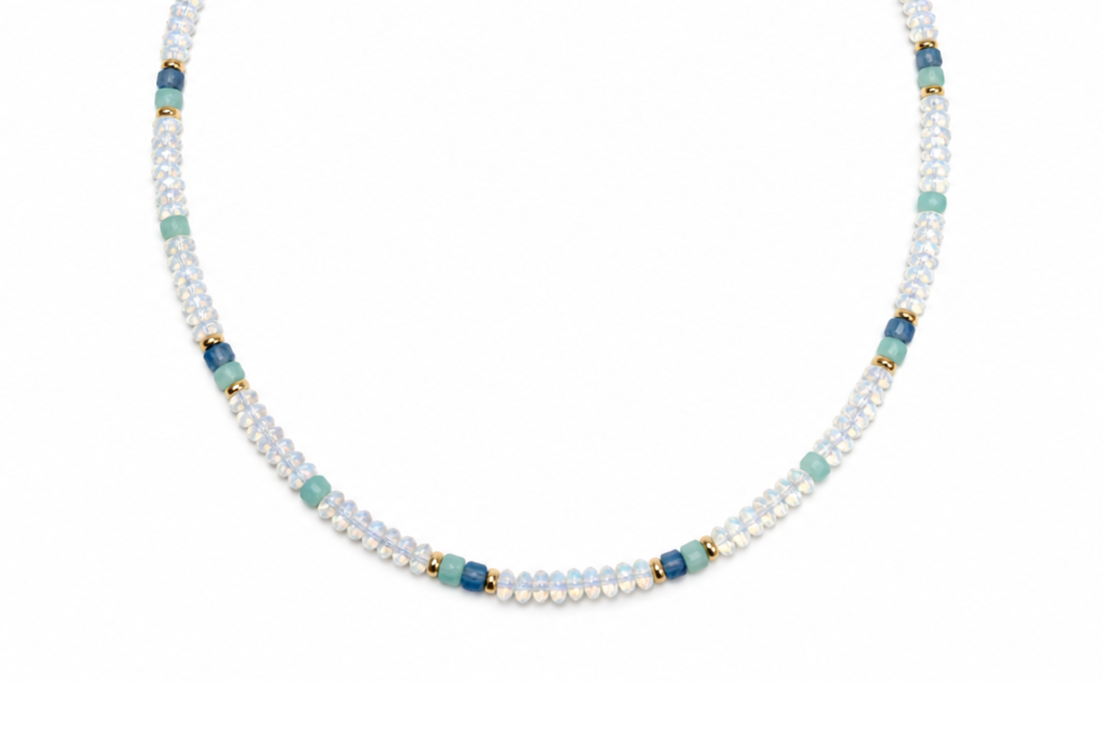 MINI BEADED OPALITE & SANTA MARIA AQUAMARINE NECKLACE
