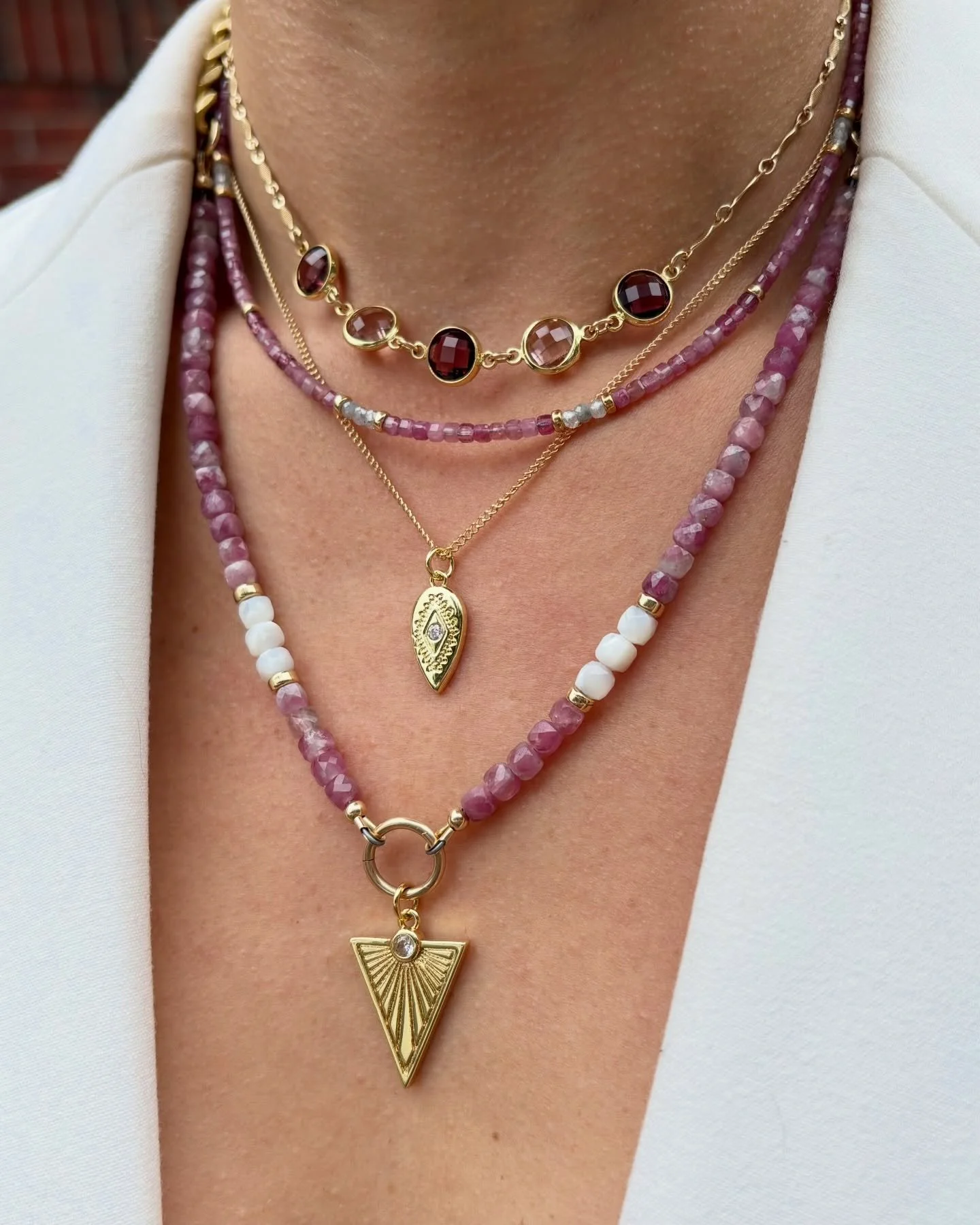 Our Pink Tourmaline &amp; Mother of Pearl necklace offers a timeless, luminous presence designed to transition effortlessly from everyday ease to moments that call for something more.

Adorn yourself or a loved one in this stone of love. Link in bio 