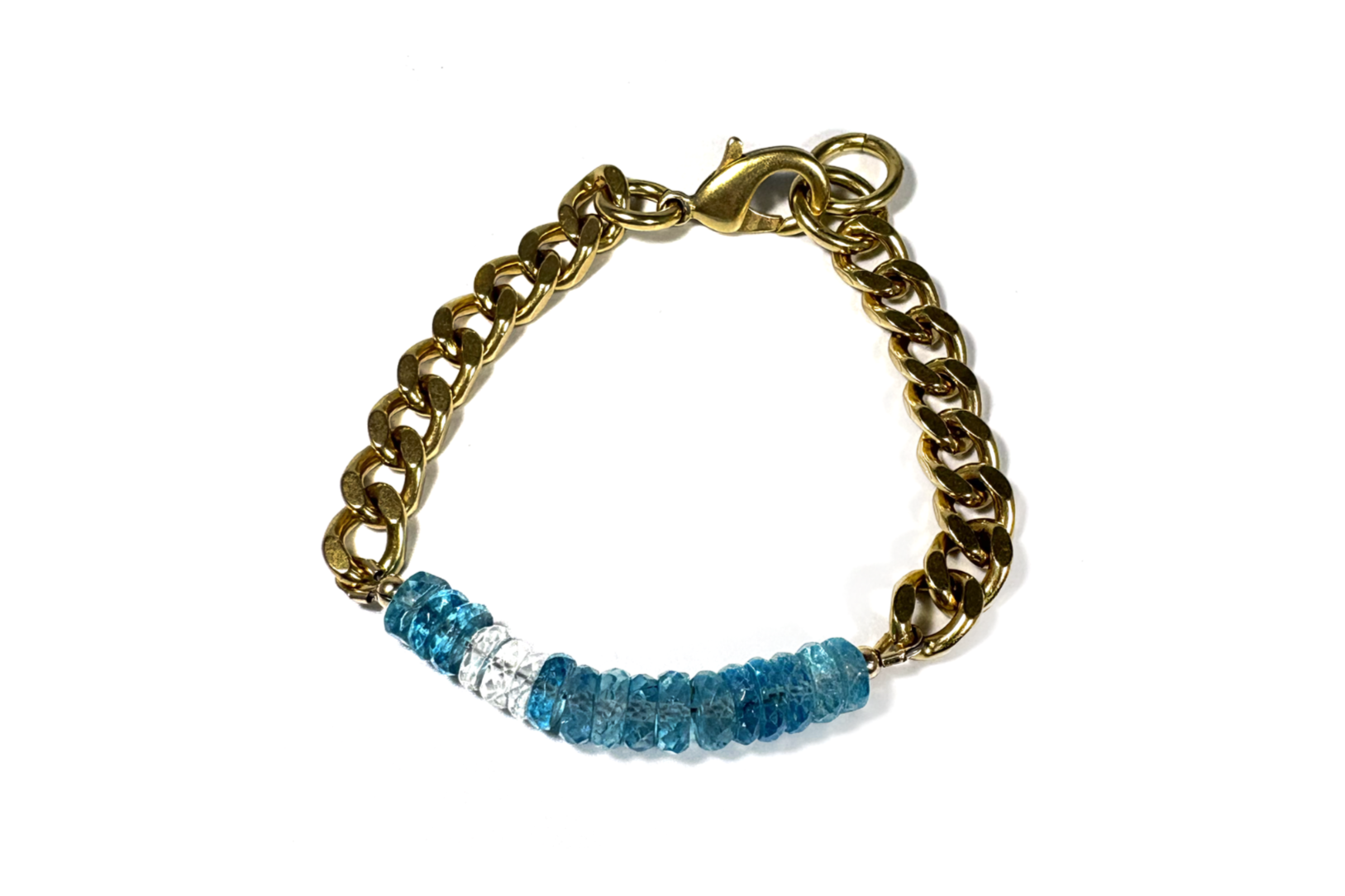REMIX: FACETED APATITE & WHITE TOPAZ BRACELET