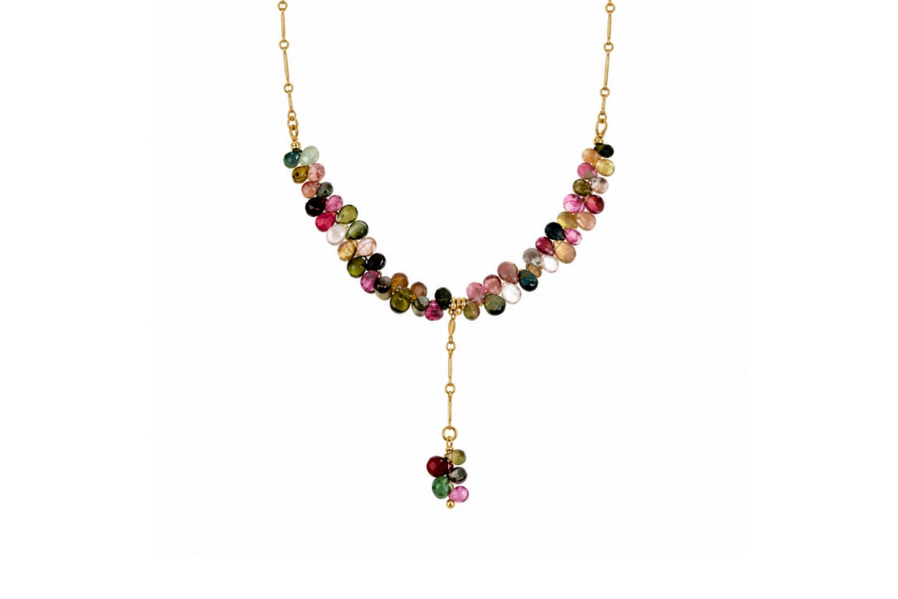 WATERMELON TOURMALINE TEAR DROP Y-NECKLACE