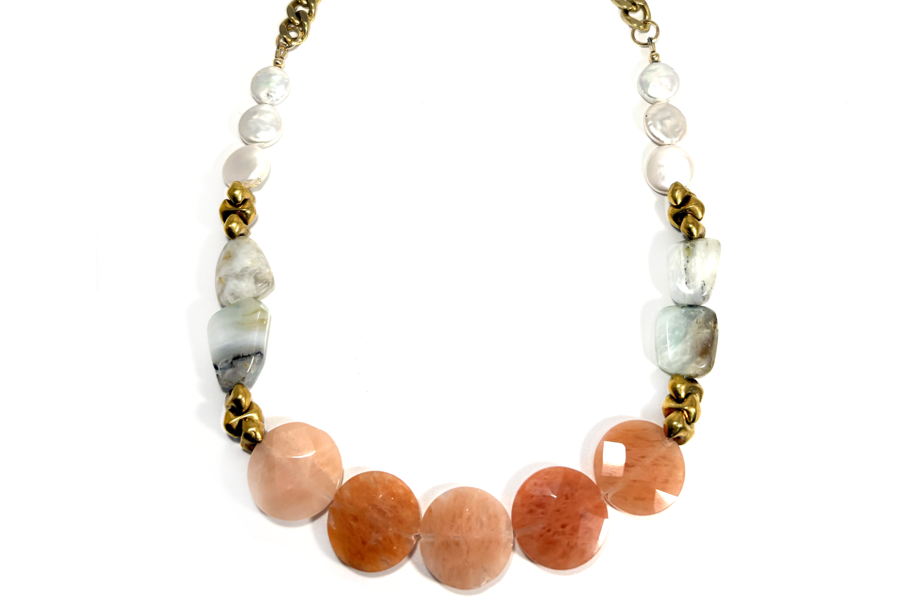 PEACH AVENTURINE COIN | OPAL | PEARL NECKLACE (LIMITED-EDITON)