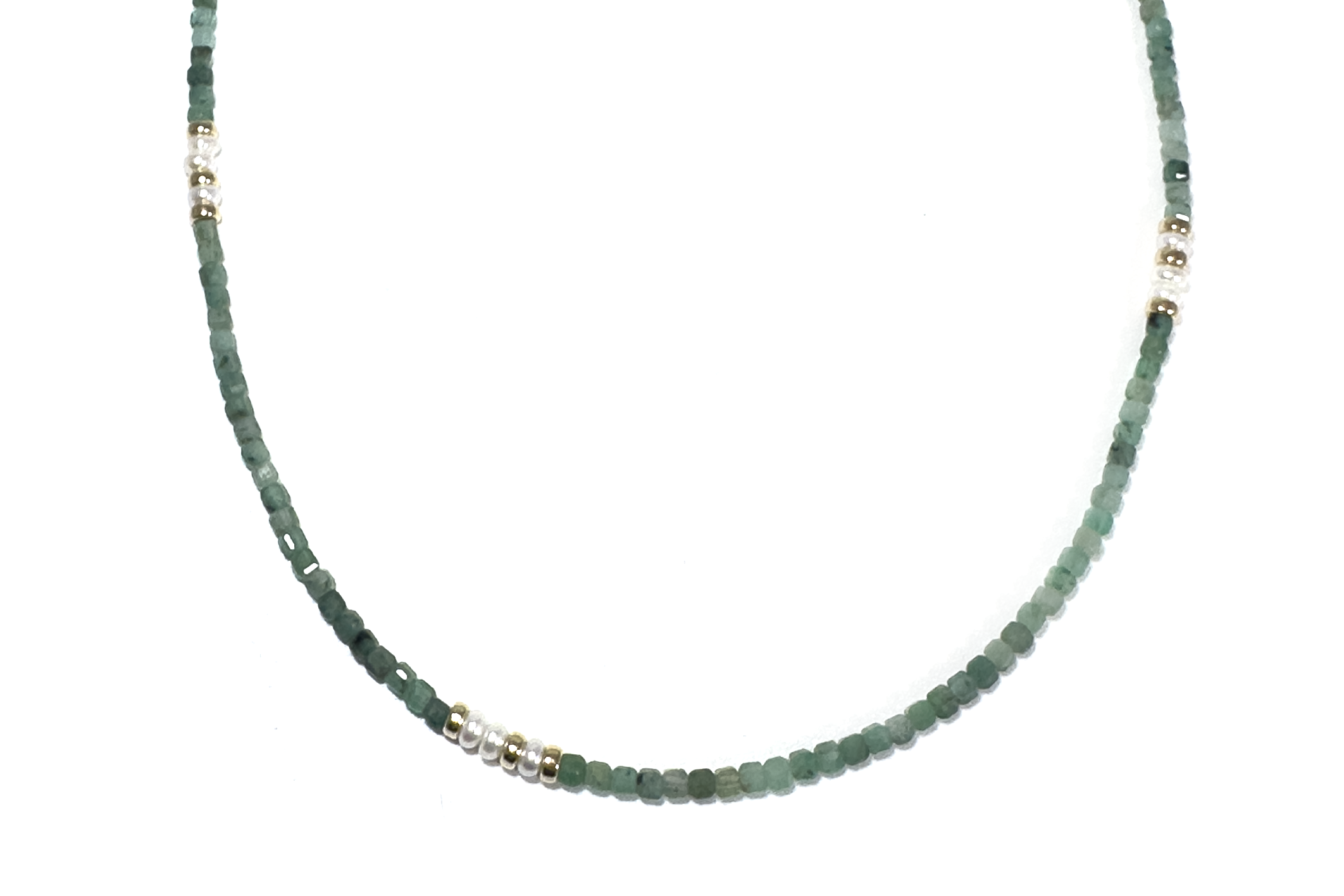 MINI BEADED EMERALD & PEARL