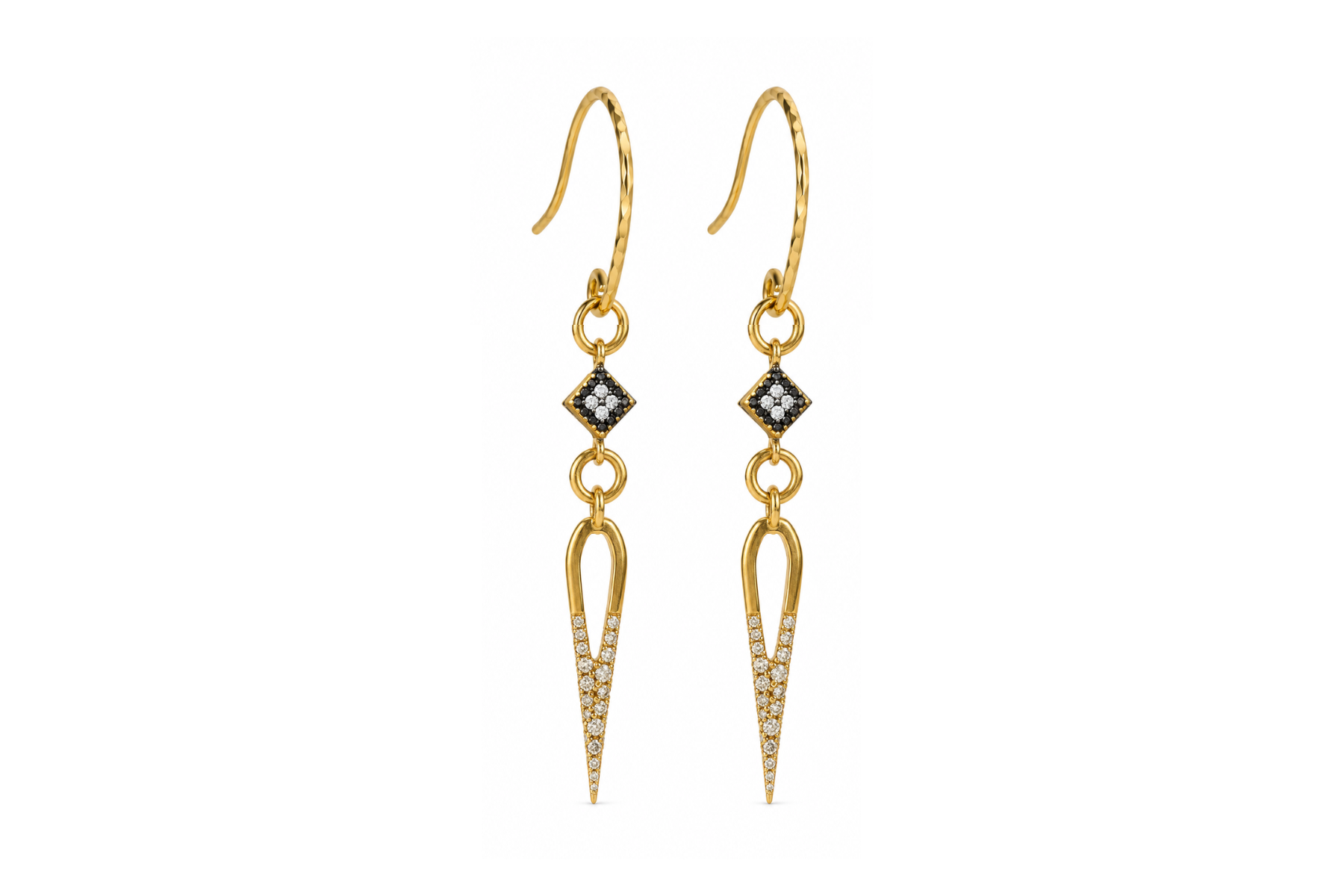 ROUND HOOK: PAVÉ DICE & SPEAR EARRINGS