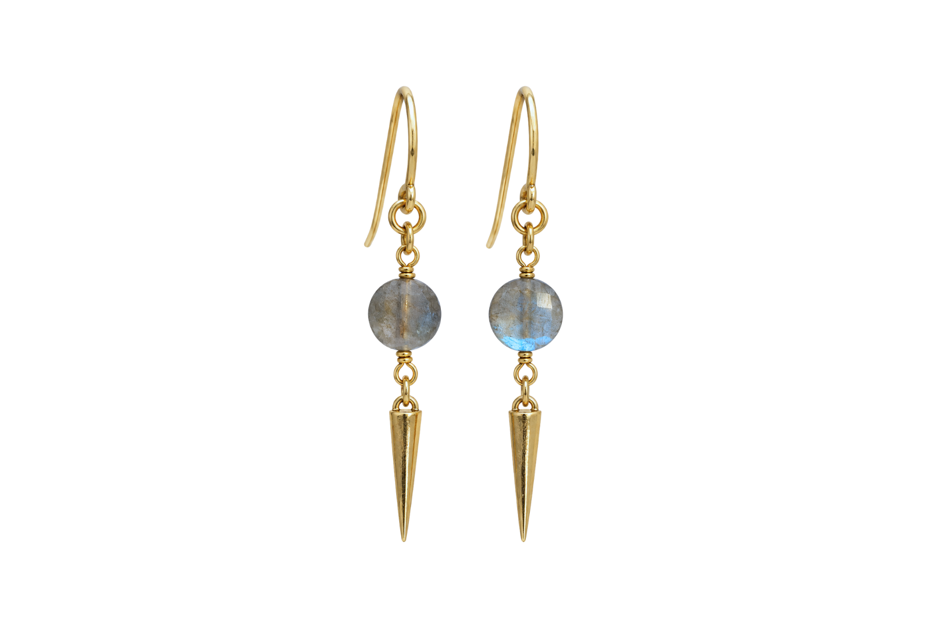 CLASSIC HOOK: LABRADORITE COIN EARRINGS