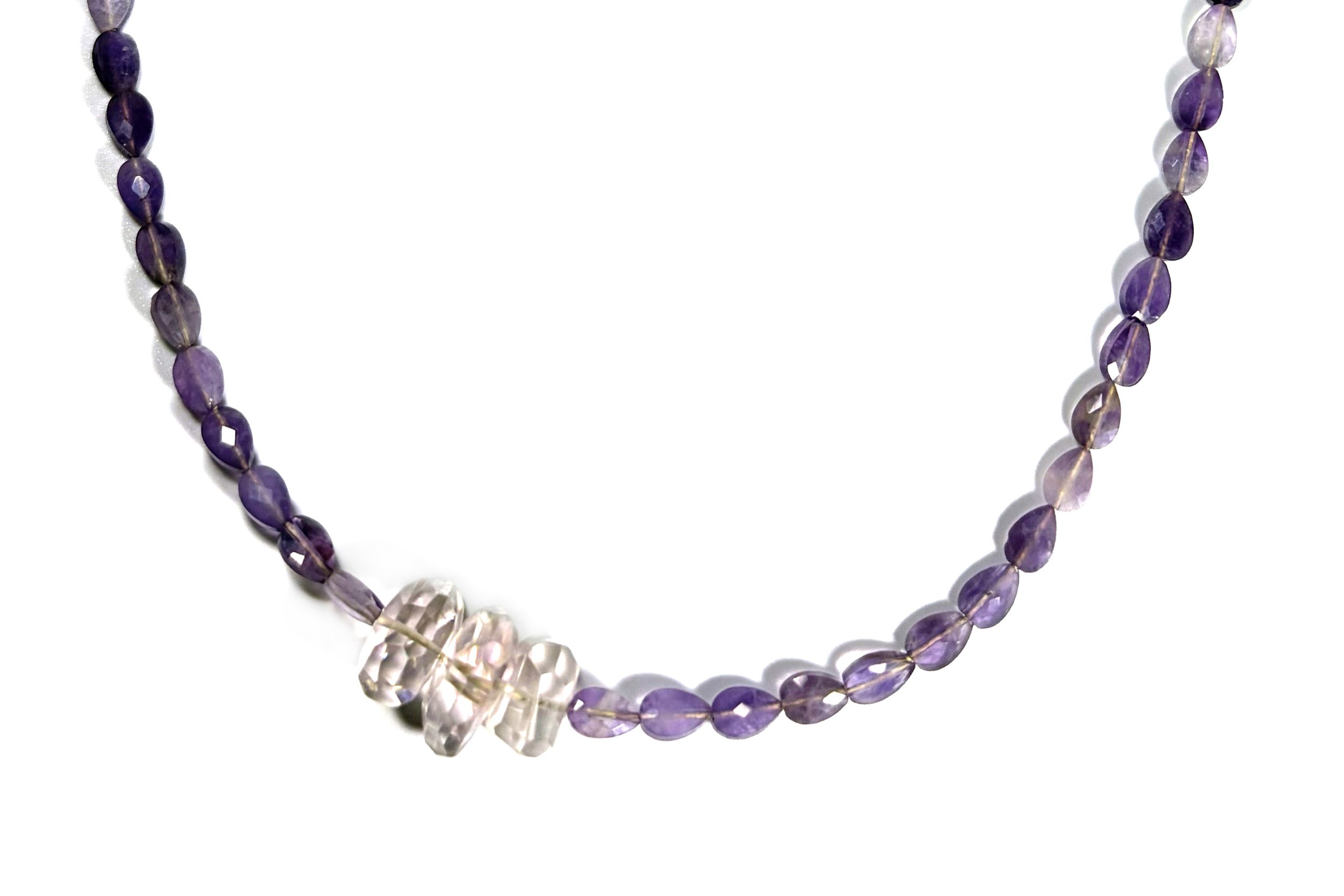 MINI BEADED: AMETHYST PEAR & BRAZILIAN AMETHYST NUGGETS NECKLACE