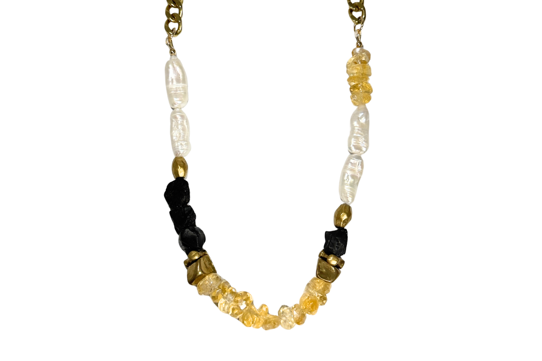 CITRINE SUNSET: RAW SPINEL | CITRINE | BIWA PEARLS NECKLACE