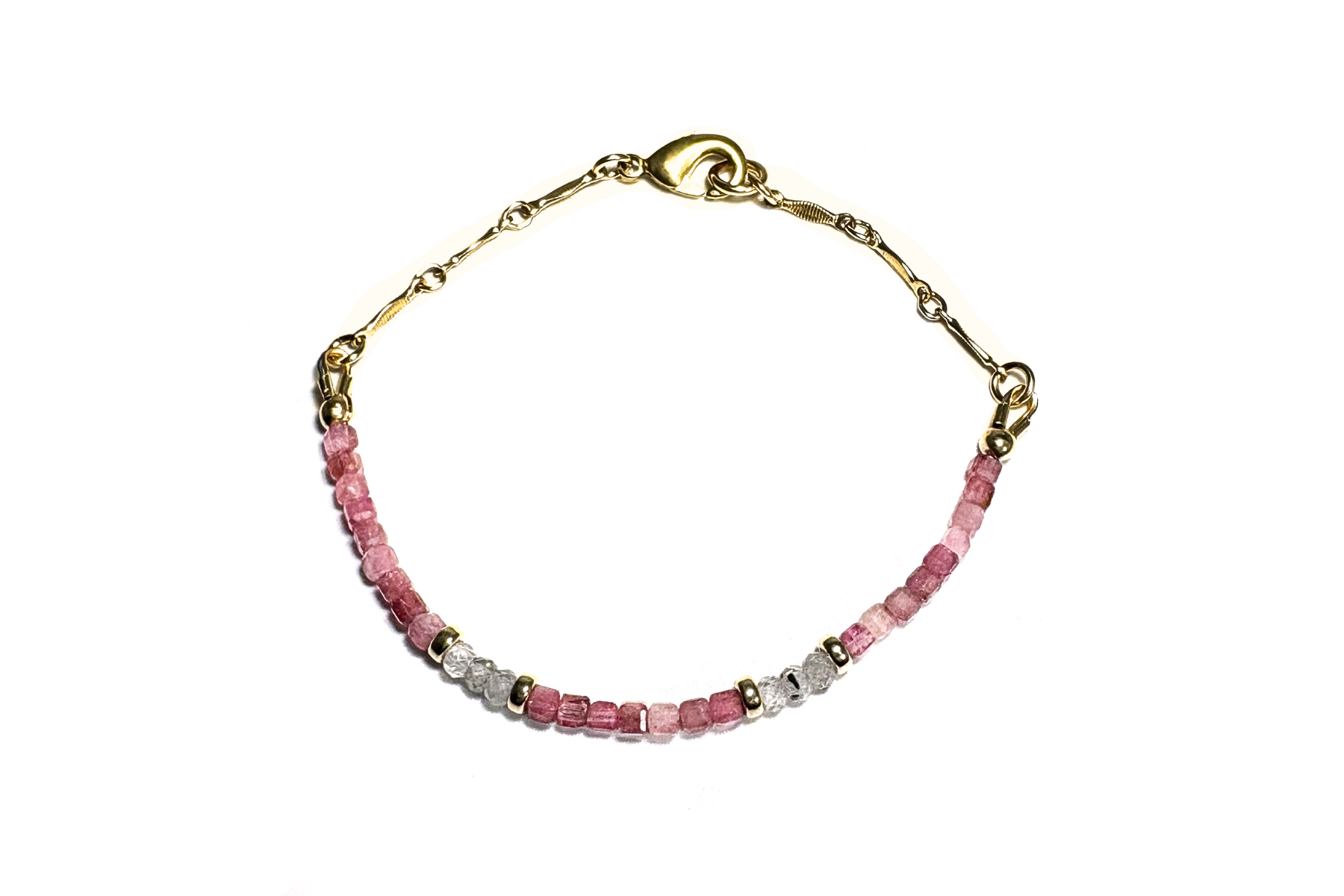 REMIX MINI: PINK TOURMALINE & RIBBON CHAIN