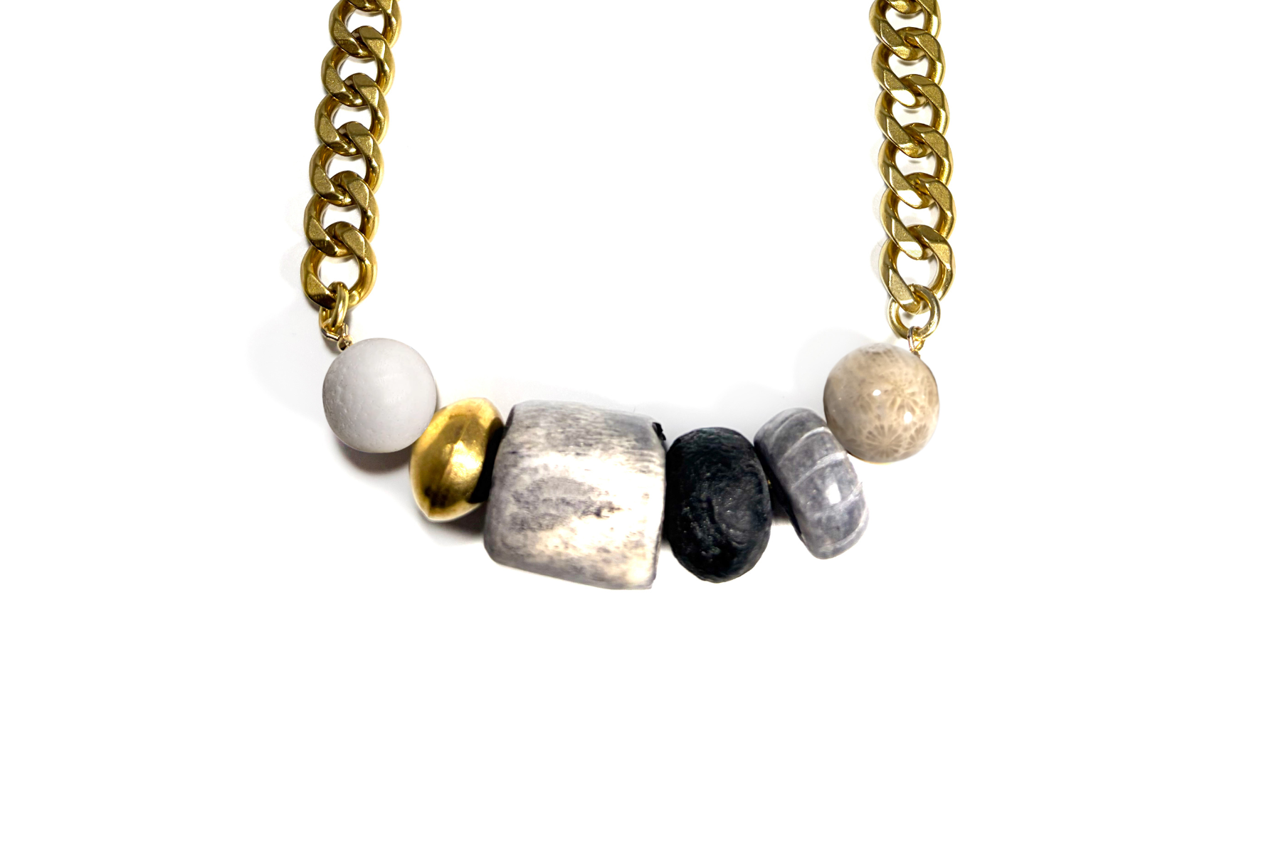 CORAL & BONE TRILOGY NECKLACE