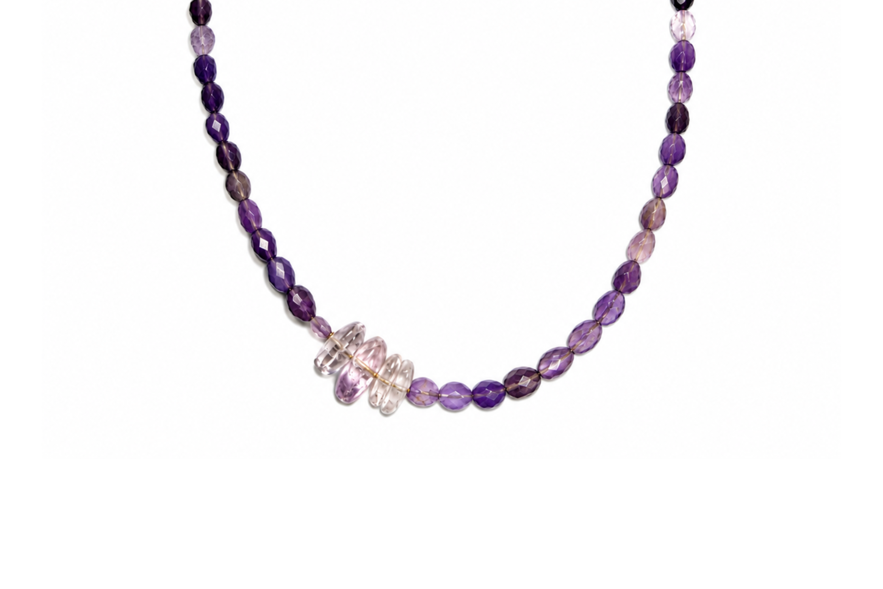 MINI BEADED: AMETHYST LEAVES NECKLACE