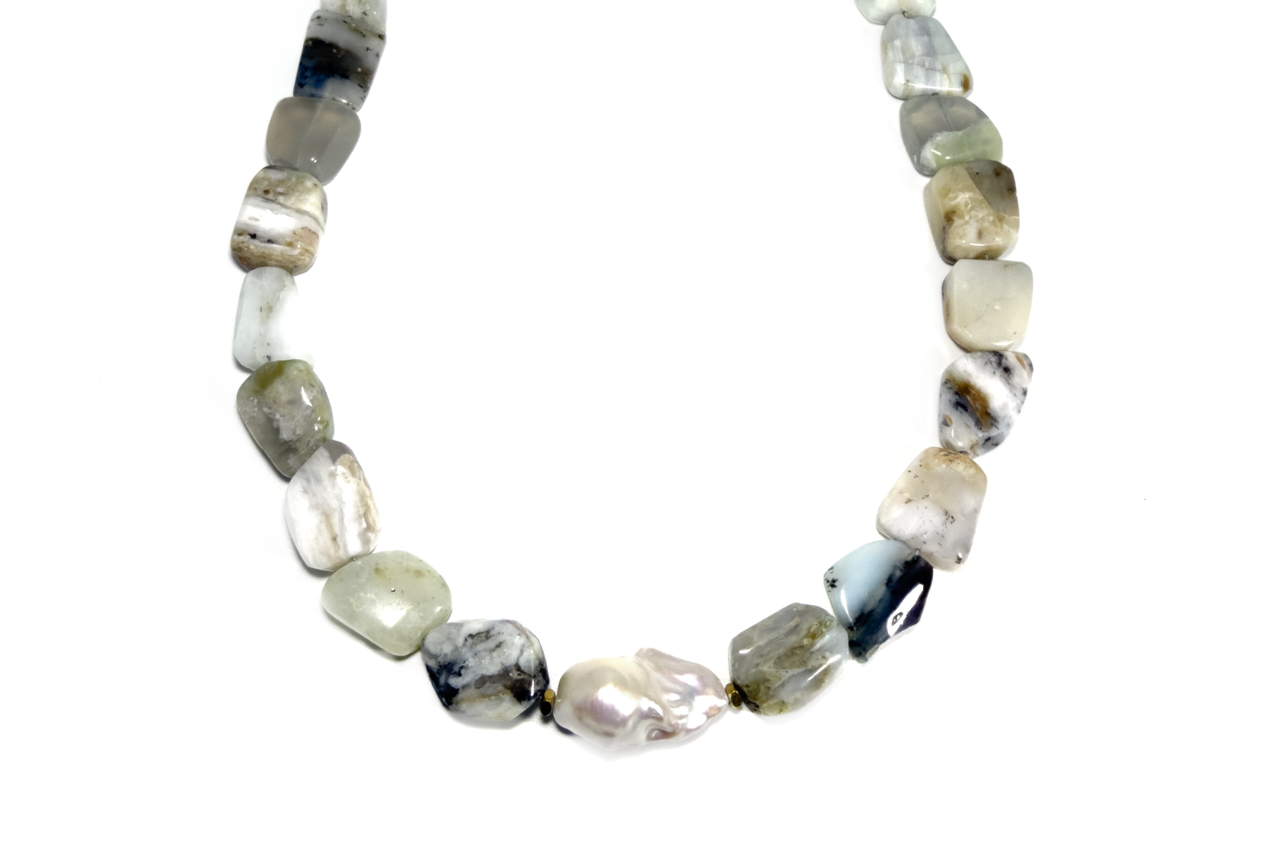 PERUVIAN BLUE OPAL & BAROQUE PEARL NECKLACE  (LIMITED EDITION)