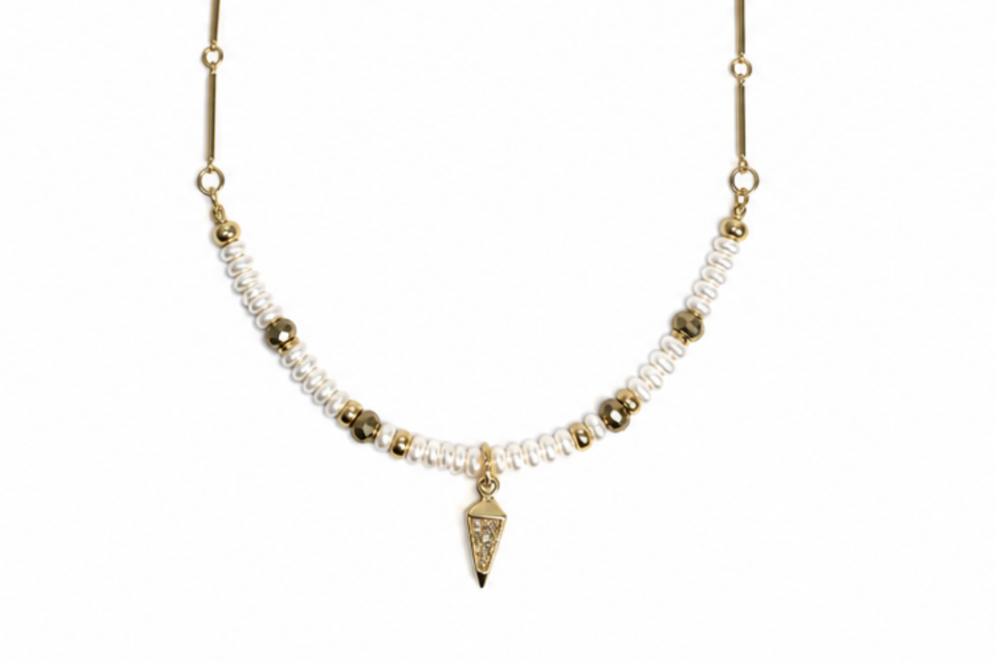 PEARL & ART DECO DROP | BAR CHAIN NECKLACE