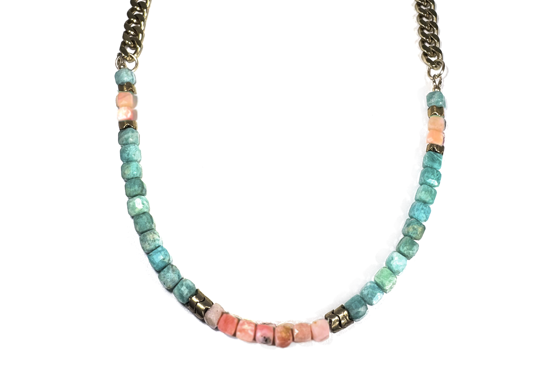 AMAZONITE & PERUVIAN PINK OPAL | CURB