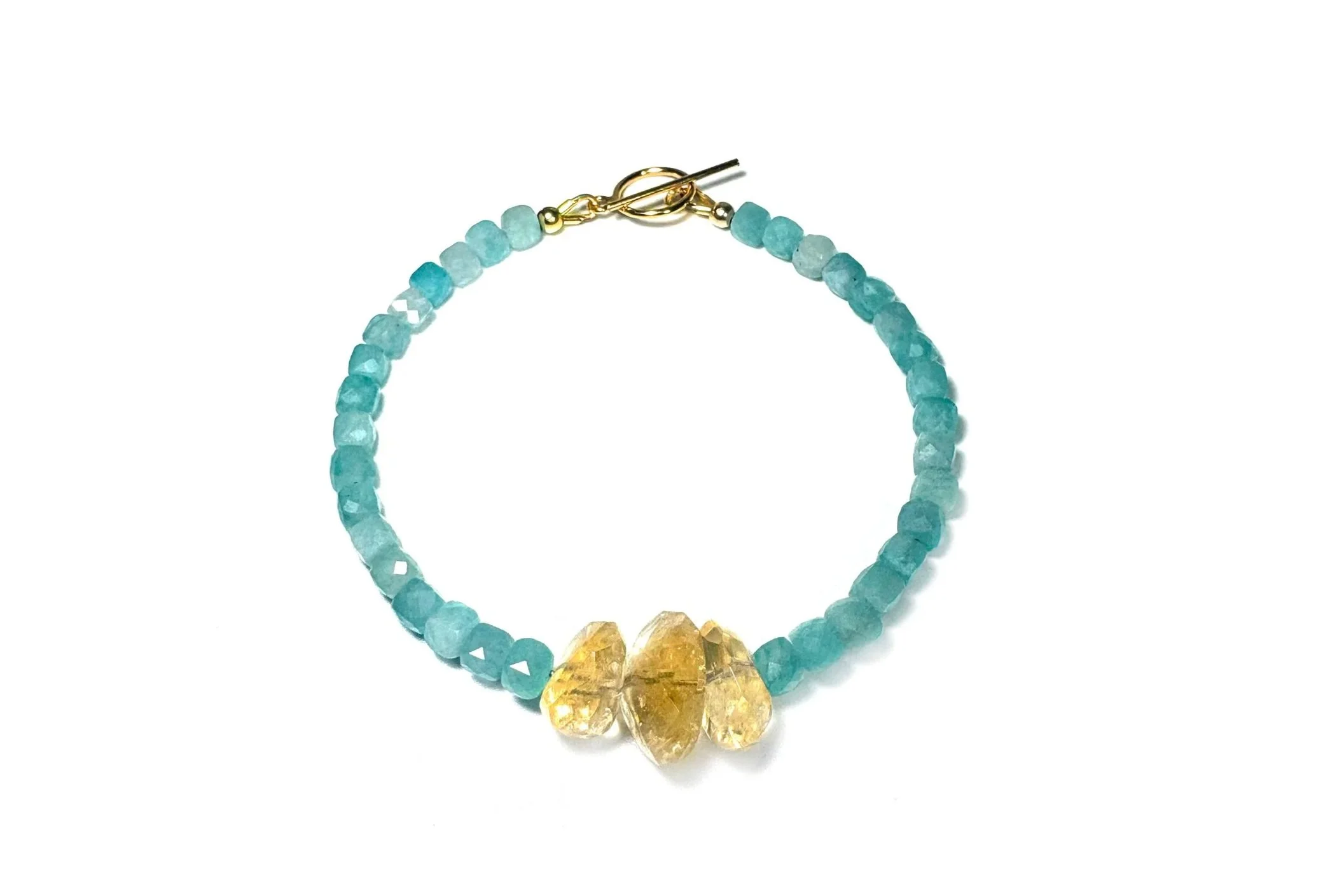 SLIM: AMAZONITE & CITRINE NUGGETS BRACELET