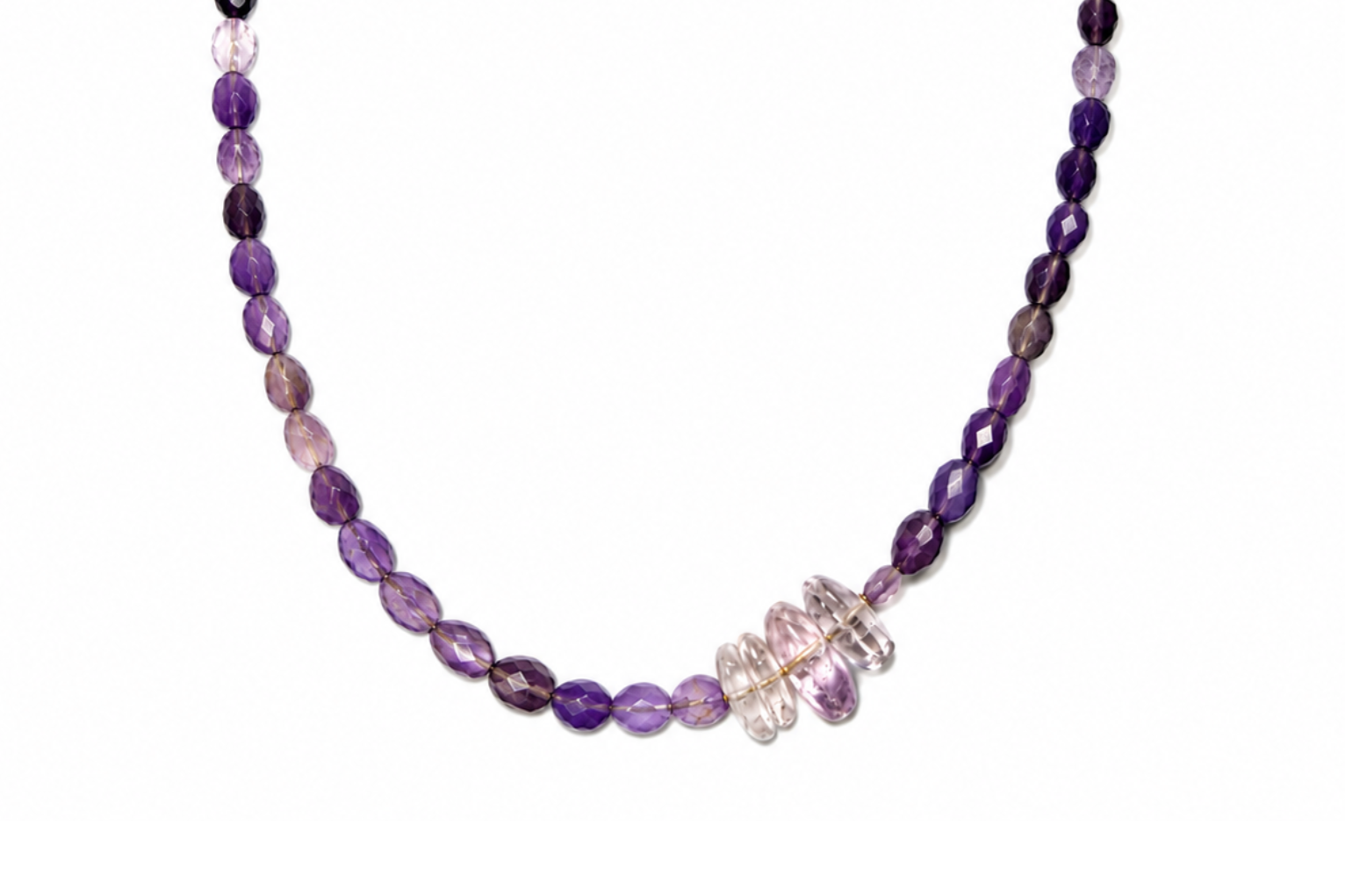 MINI BEADED: AMETHYST LEAVES NECKLACE