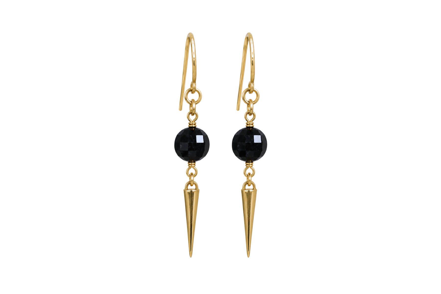 CLASSIC HOOK: BLACK TOURMALINE COIN EARRINGS