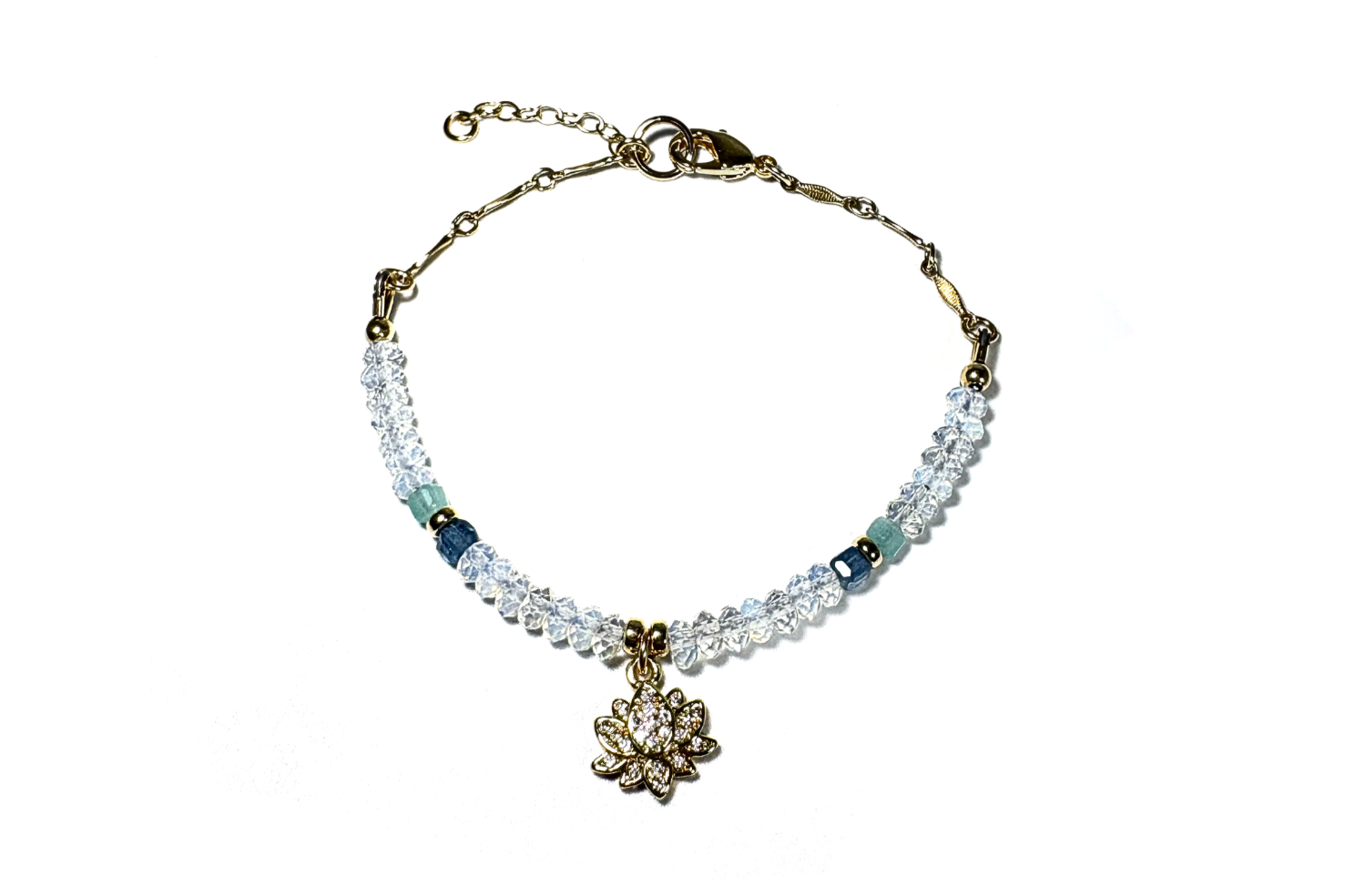 REMIX MINI: FACETED OPALITE & LOTUS BRACELET