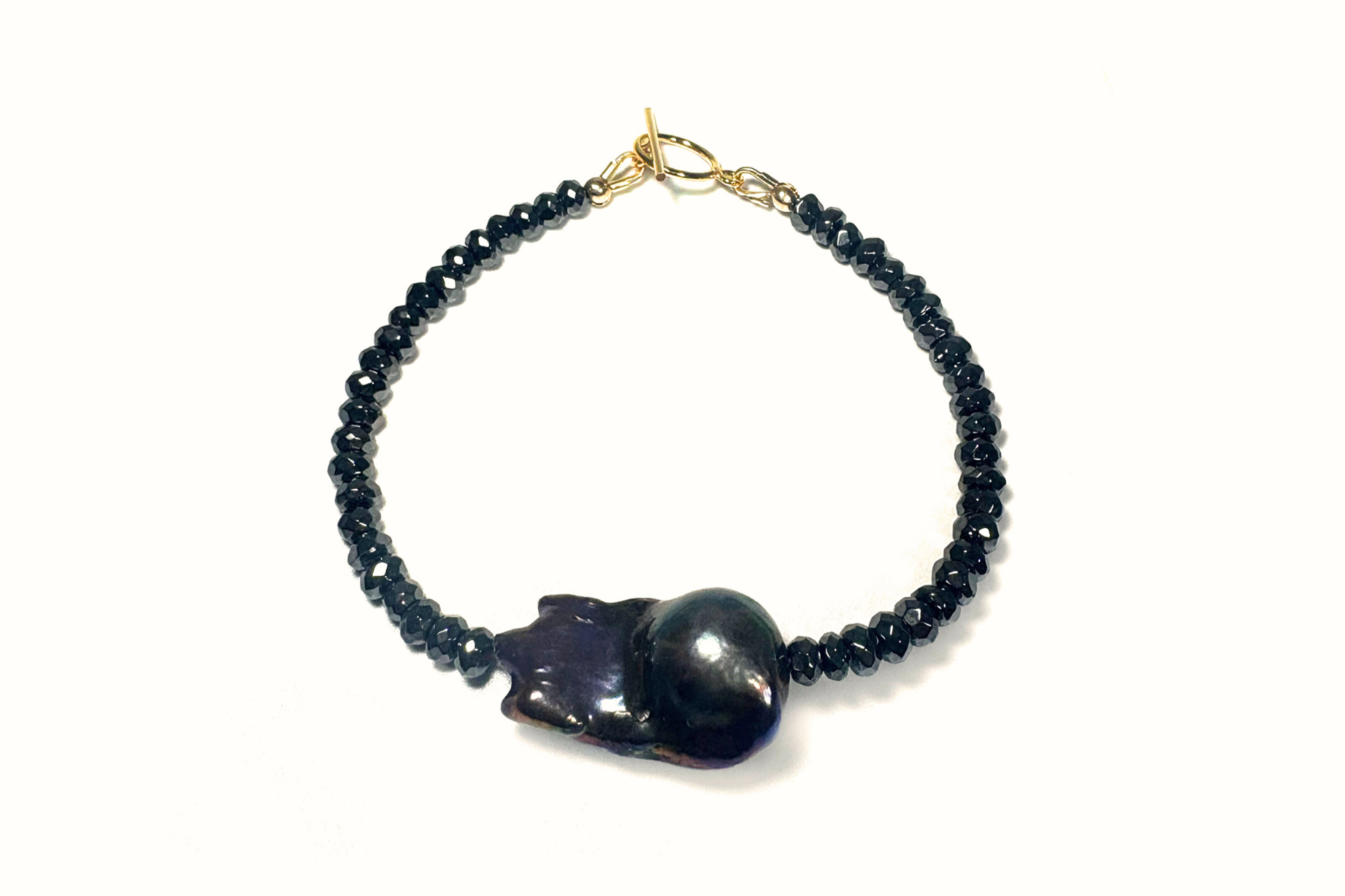 SLIM: PEACOCK PEARL & HEMATITE BRACELET