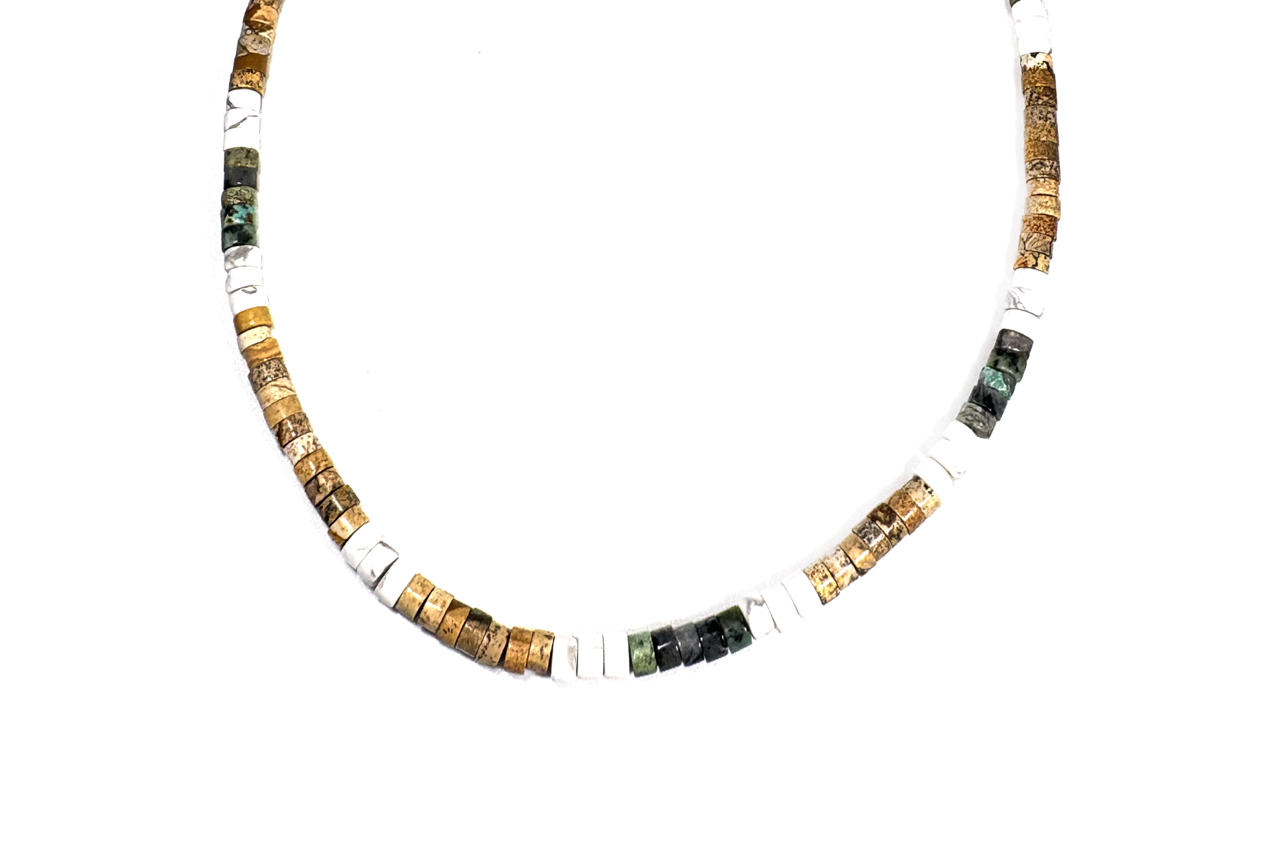 MINI BEADED: AFRICAN TURQUOISE, DESERT JASPER, & HOWLITE NECKLACE